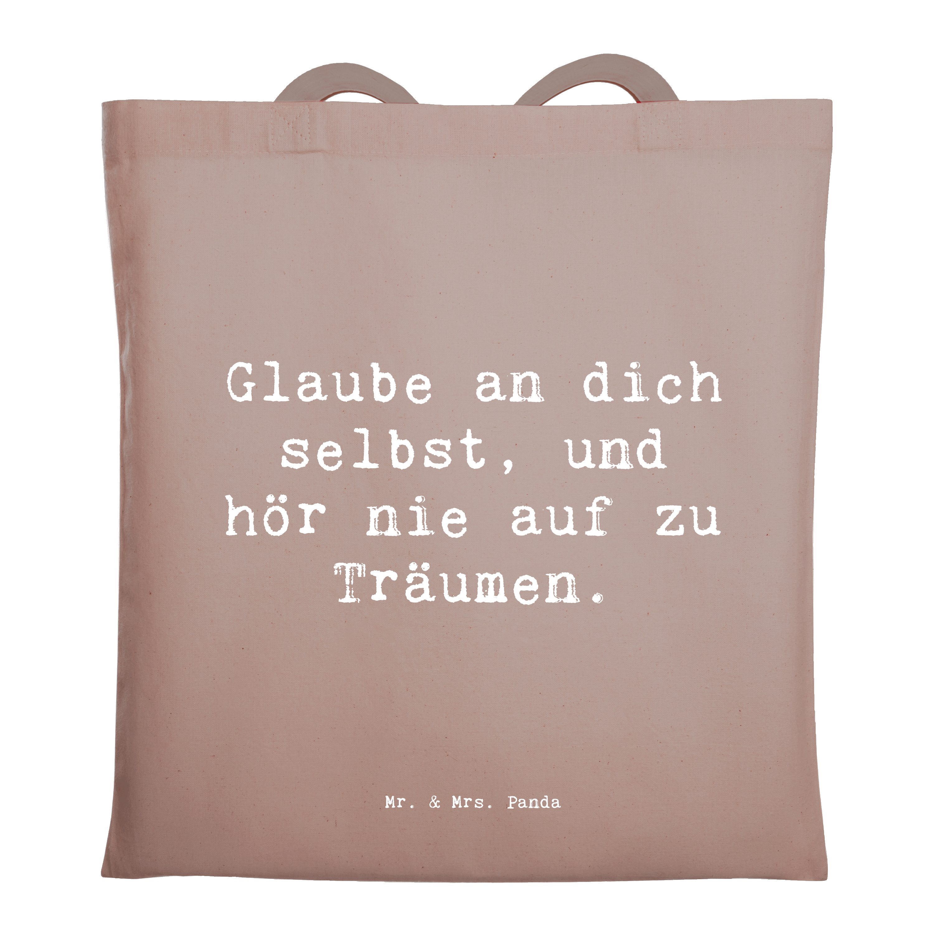 Tragetasche Spruch Glaube an sich selbst - Braun Pastell - Geschenk, auf zu träum