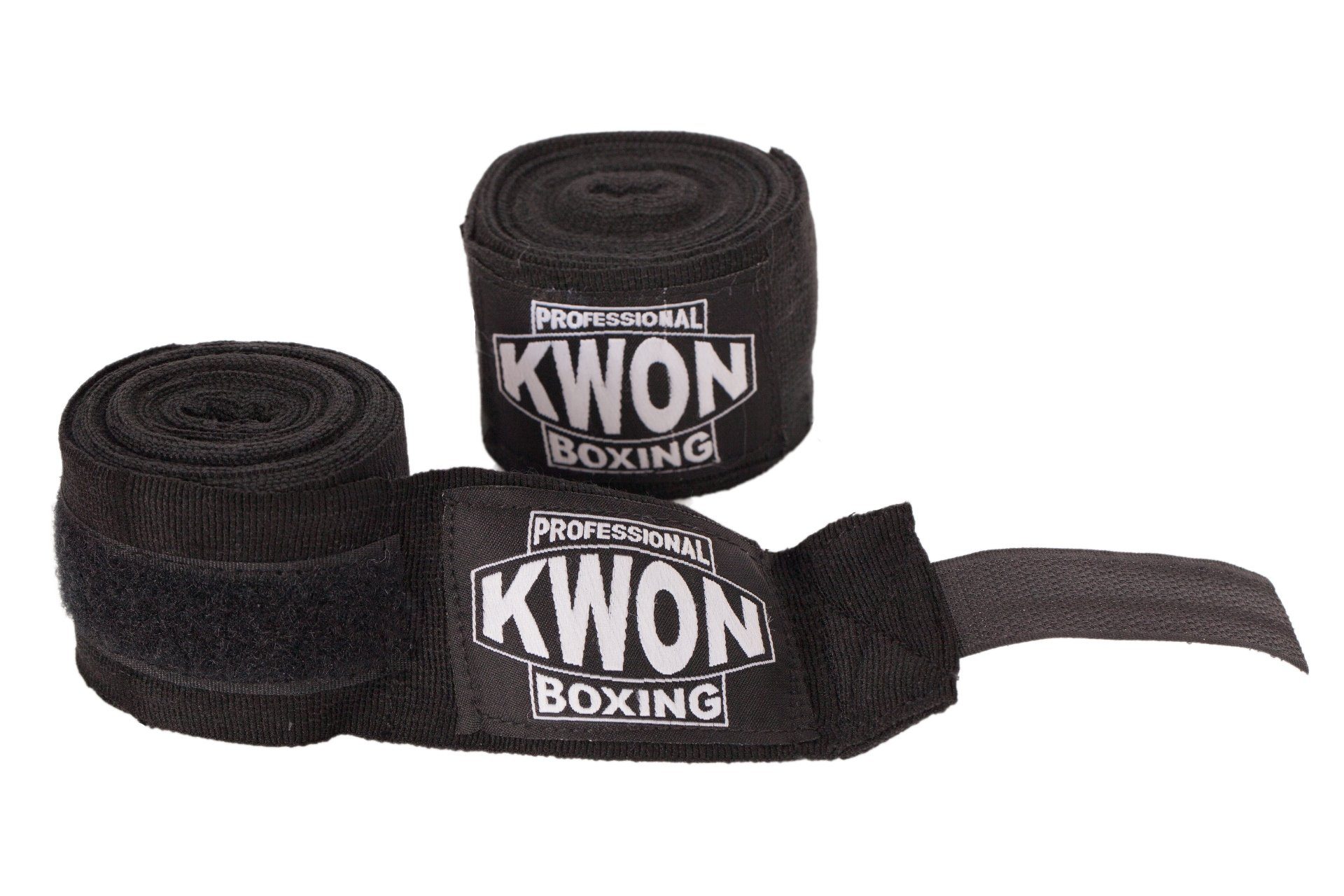 KWON Boxbandagen elastisch 5 m Faustbandagen Wickelbandagen Boxen Kickboxen MMA, schwarz Paar Profi Ausführung 5 Meter