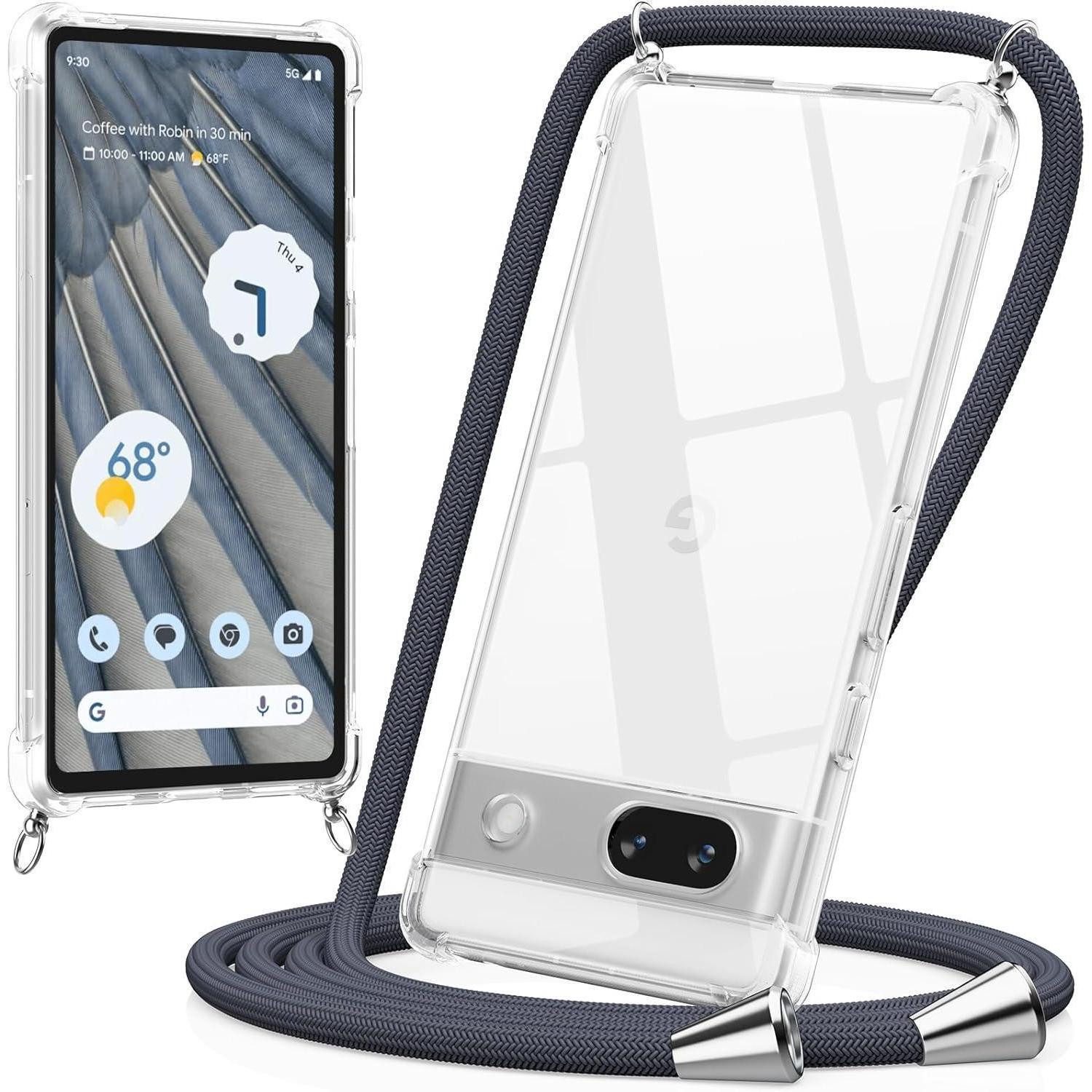 LuxusKollektion Case zum Umhängen Handyhülle Handyband TPU Kameraschutz Google Pixel 7A Dunkelgrau