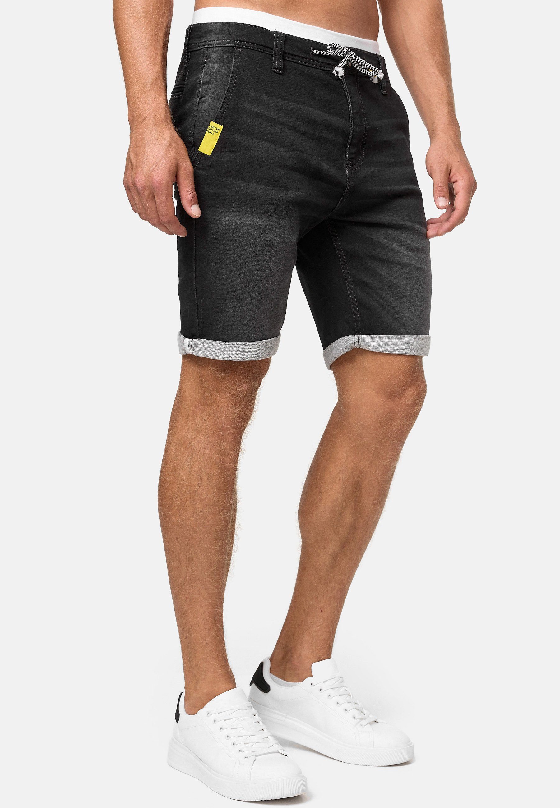 Indicode Jeansshorts Herren Azibo Jeans Shorts Herrenshorts elastischer Bund samt Tunnelzug