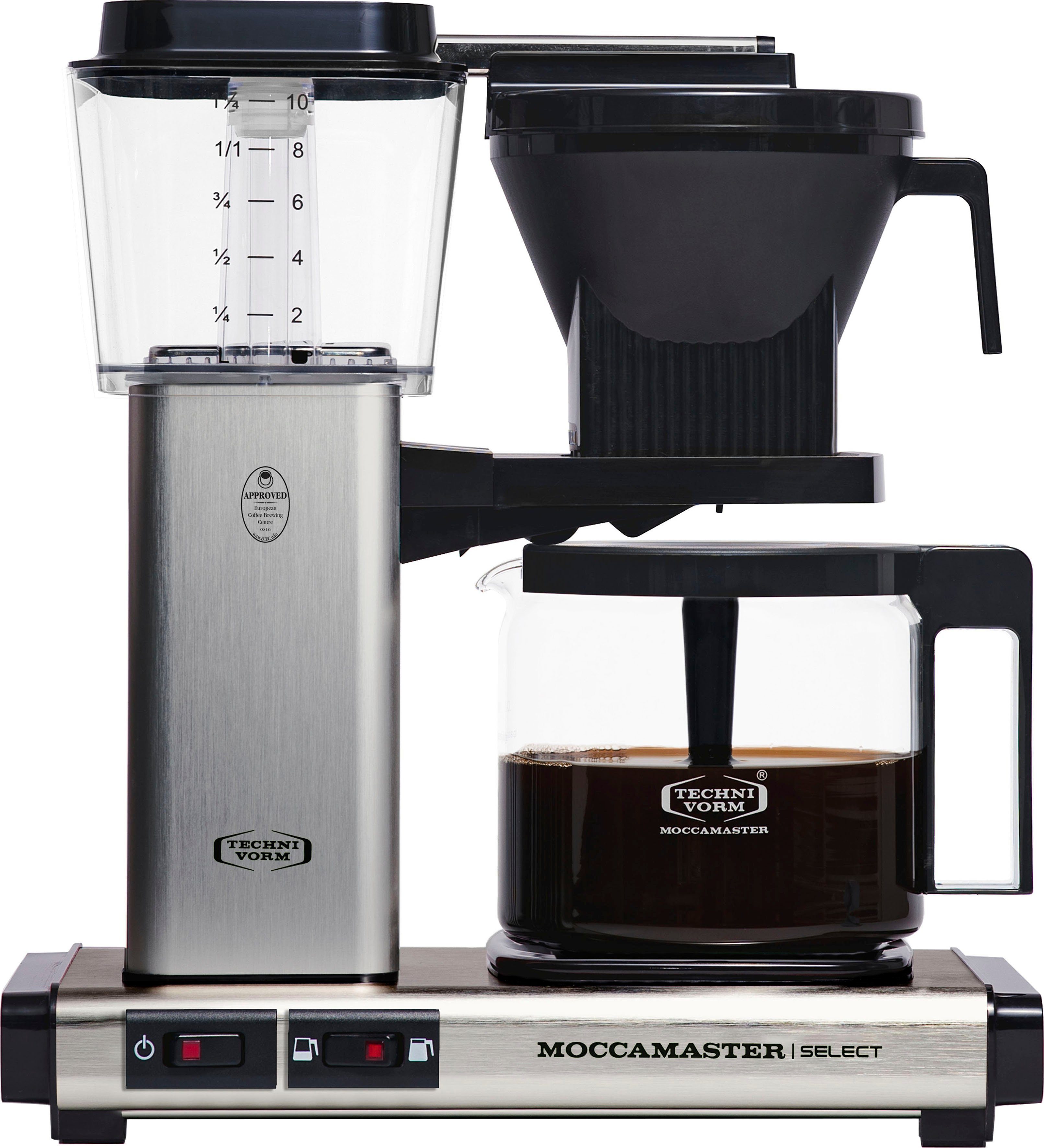 Moccamaster Filterkaffeemaschine KBG Kaffeekanne, 1,25l Select brushed, Papierfilter 1x4