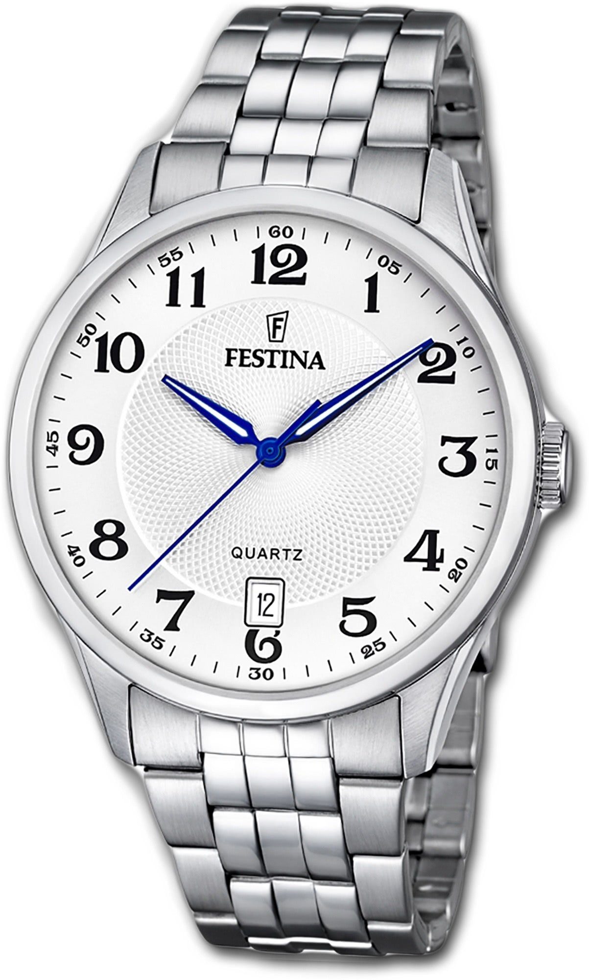 (ca. groß Herrenuhr Edelstahl Herren Festina Quarzuhr rundes Gehäuse, Festina Edelstahlarmband, 43mm), mit F20425/1, Uhr Elega