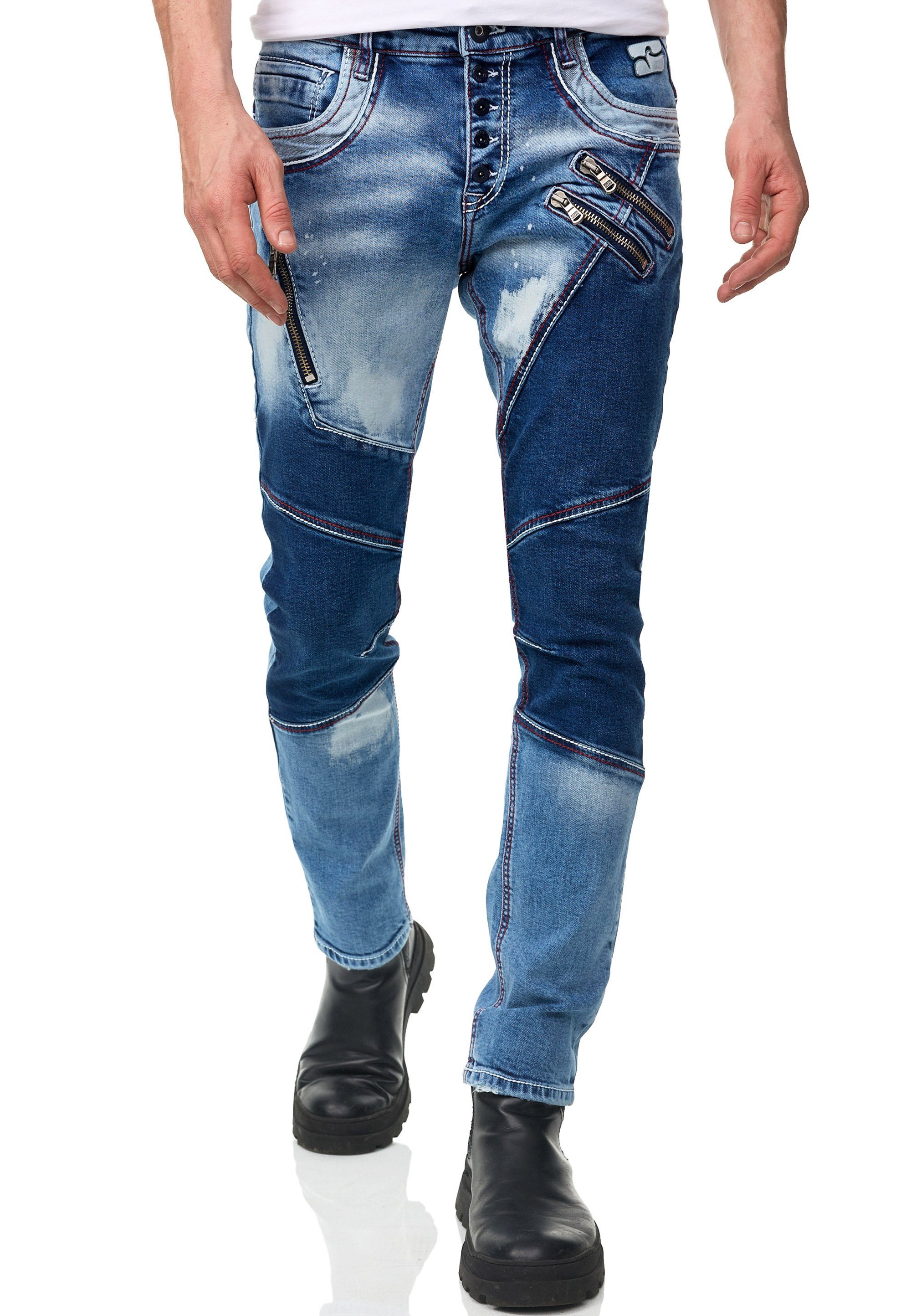 Rusty Neal Straight-Jeans URUMA mit trendigen Zierelementen blau-denim