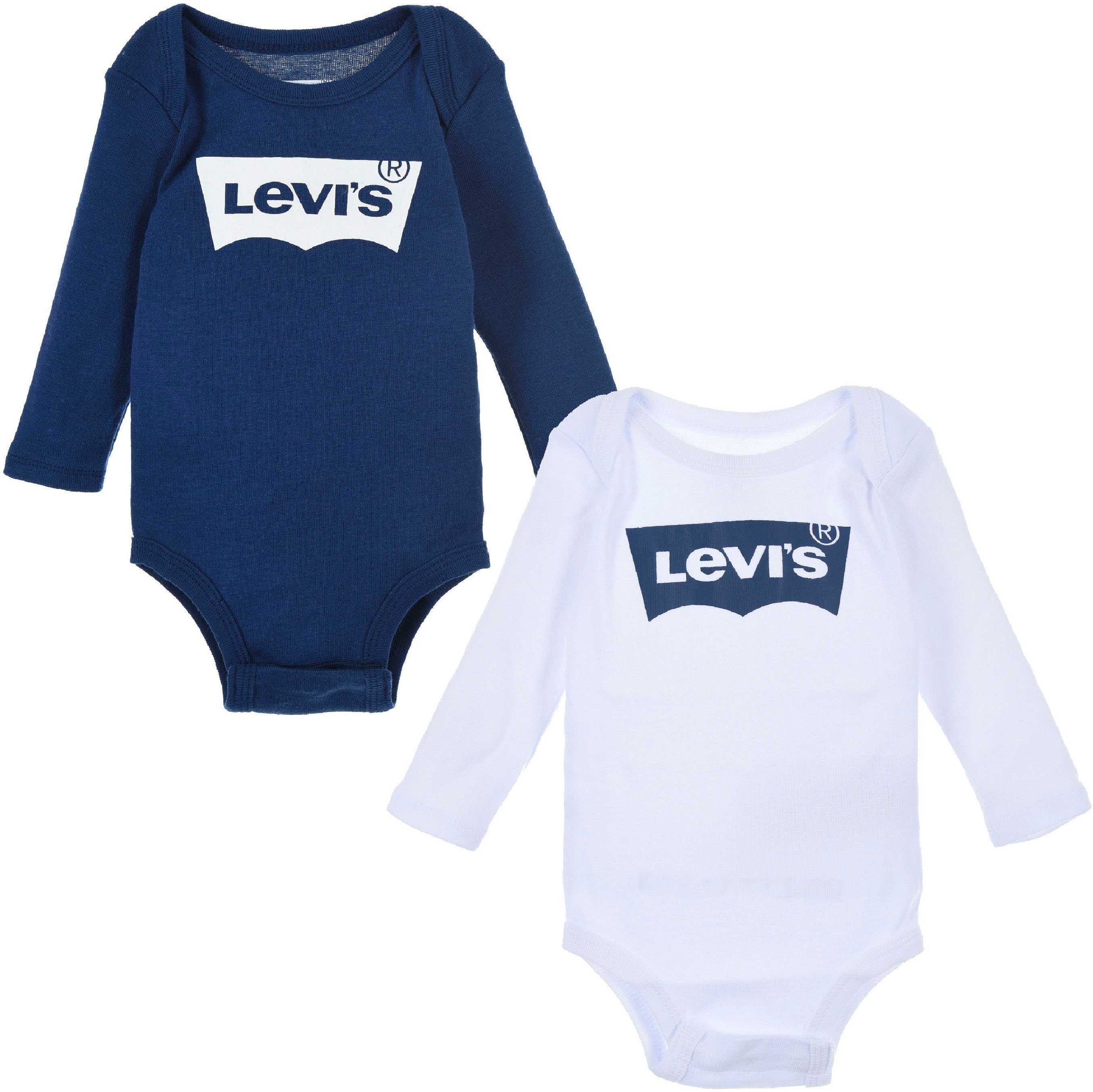 Levi's® Kids Langarmbody blau BATWING (2-tlg) weiß, BODYSUIT UNISEX LS 2PK