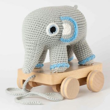 SindiBaba Nachziehtier Gehäkeltes Nachziehtier Elefant JUMBO gehäkelt Blau SindiBaba, (2-tlg)