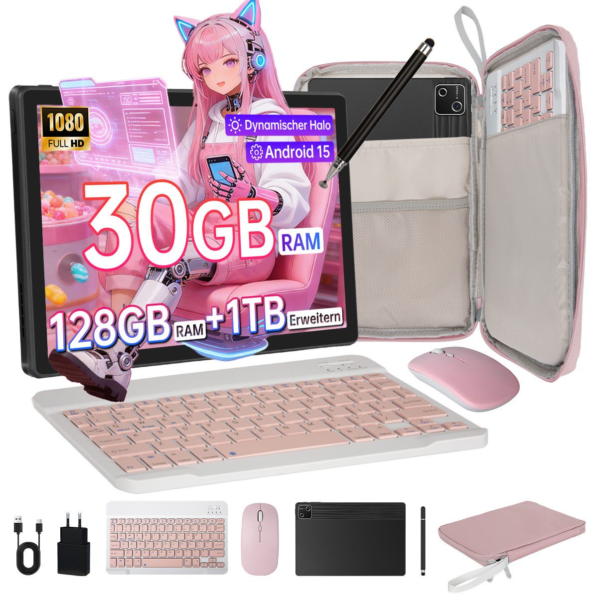 Happybe 10’’ Octa-Core, 30(6+24)GB+128GB, 6200mAh, PC-Modus mit Tastatur/Stift Tablet (10)