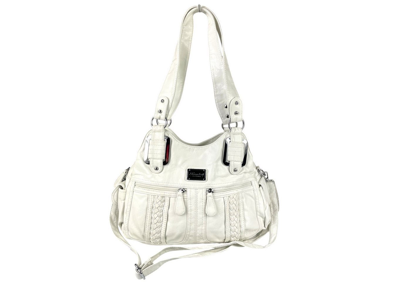 Taschen4life Schultertasche mittelgroße Damen Handtasche mit Fächern 0038, 2 Hauptfächer, mehrere kleine Fächer, abnehmb. Trageriemen