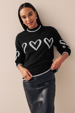 Next Rundhalspullover Pullover mit Herz und Glitzergarn (1-tlg)