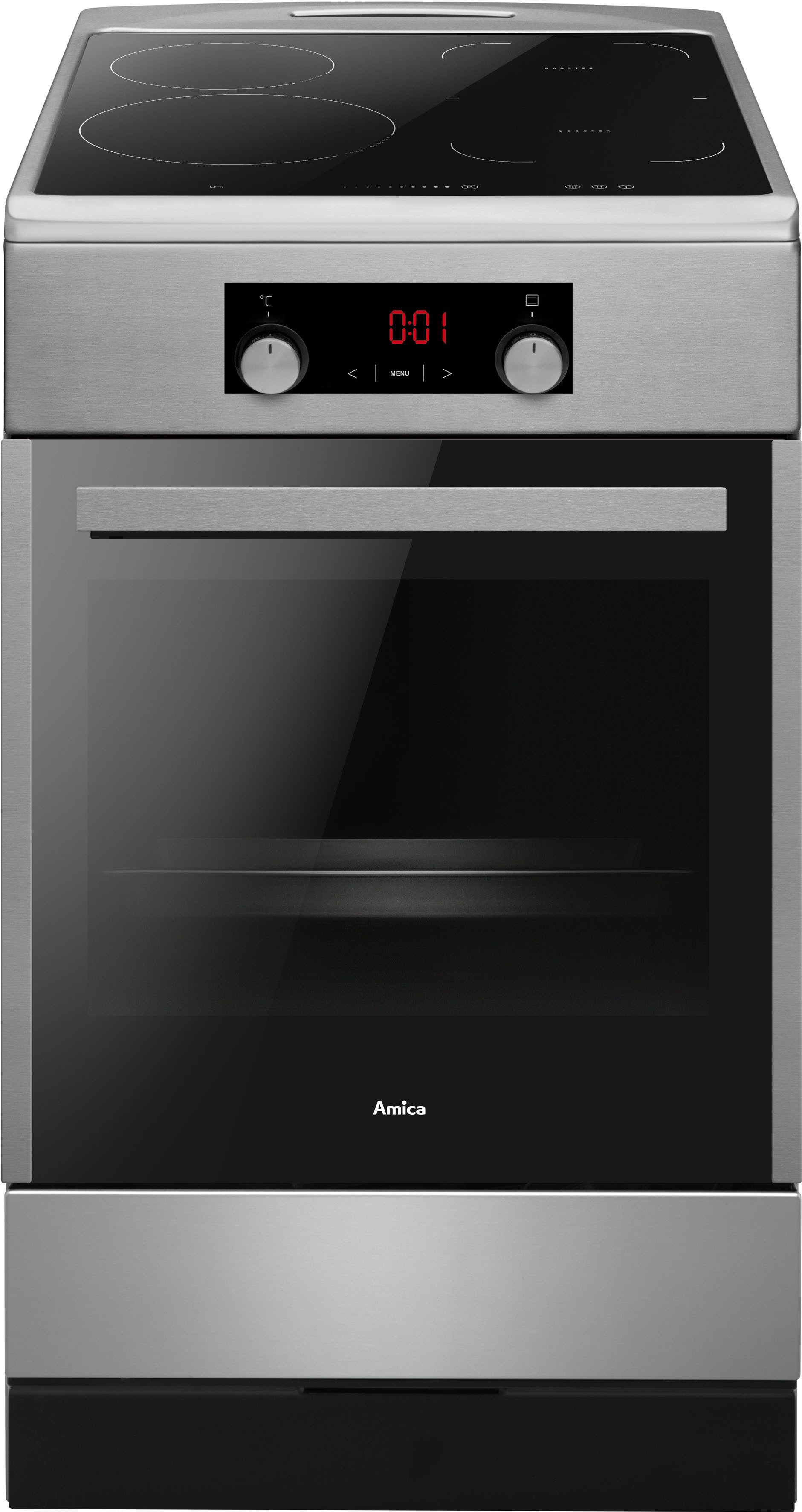 Amica Induktions-Standherd SHI 905 150, mit Teleskopauszug nachrüstbar, Steam Clean