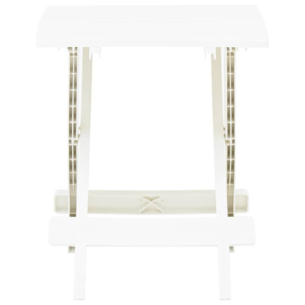 furnicato Gartentisch Weißer aus Kunststoff 45 x 43 x 50 cm klappbar (1-St), Witterungsbeständiger Outdoor-Tisch mit Lattenrost-Tischplatte
