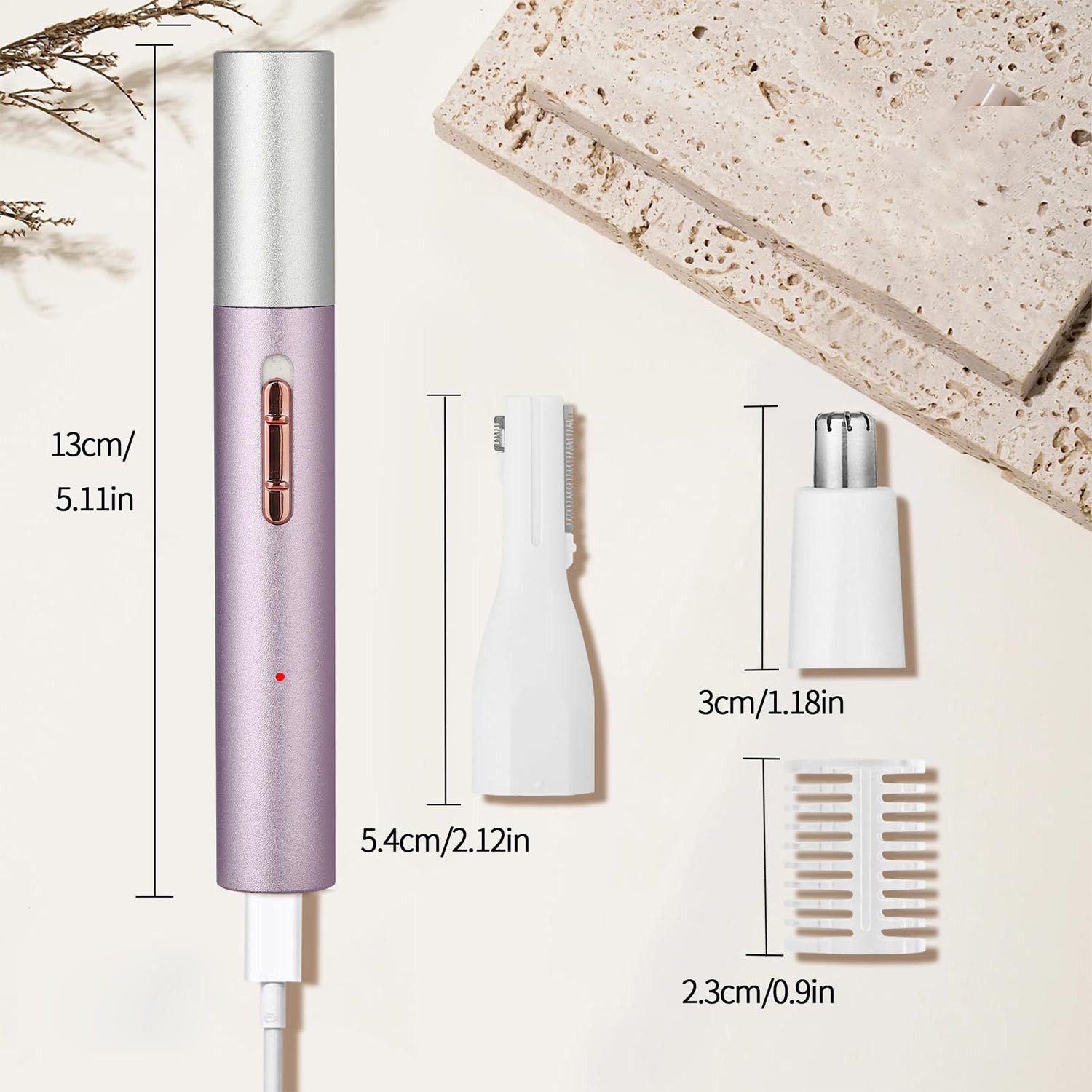 Refttenw Beauty-Trimmer Nasenhaartrimmer Frauen Augenbrauen- und Gesichtshaartrimmer, IPX7 Wasserdichte Doppelklinge Ohr- und Nasenhaarschneider