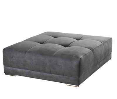 luma-home Polsterhocker 15139 (XXL-Hocker 120x120 cm mit Federkernpolsterung, passend zum Big Sofa), Mikrofaserstoff Grau