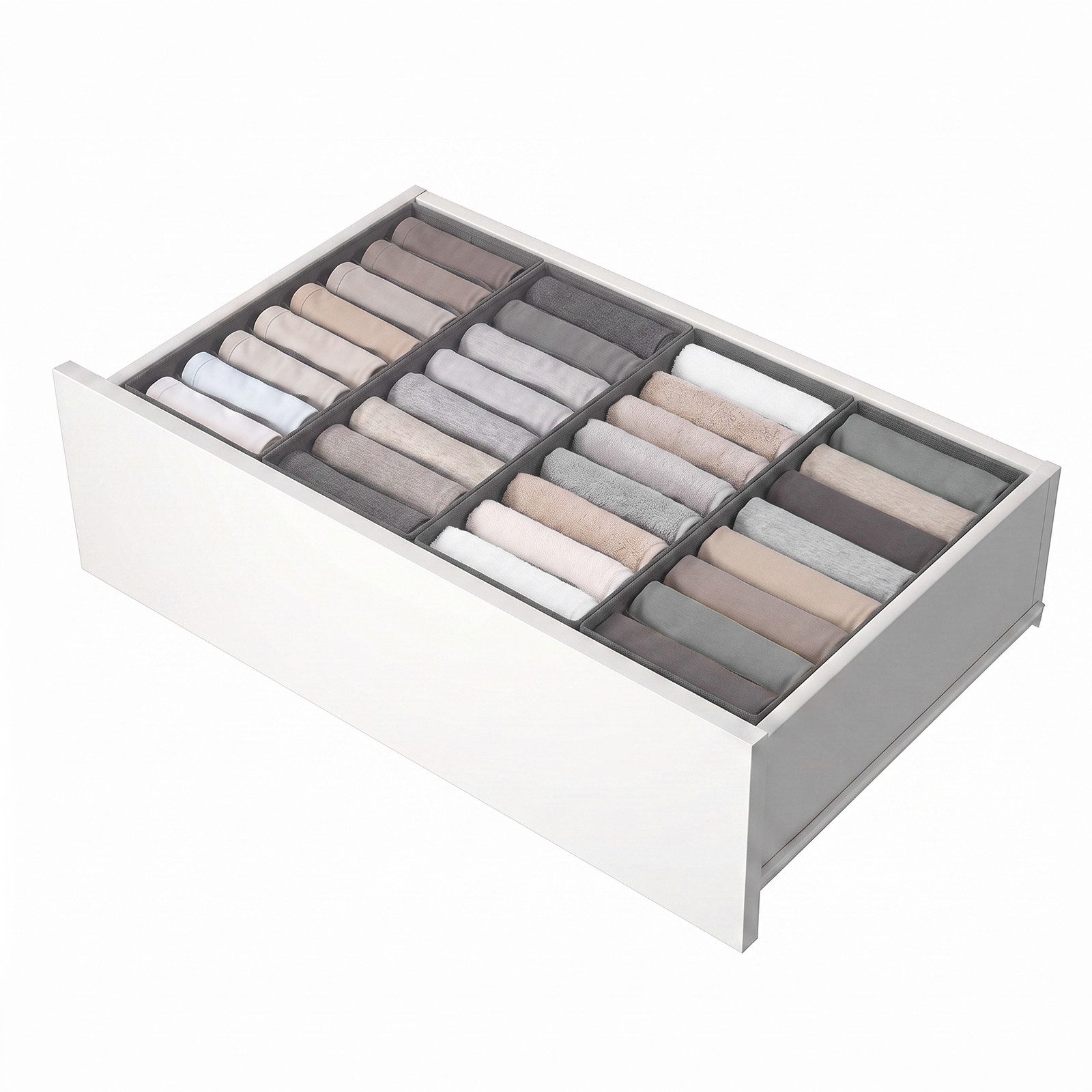 Sekey Aufbewahrungsbox Schubladen Organizer aus Vliesstoff – faltbare Aufbewahrungsboxen, 4er-Set, 17,5×41×11 cm für MALM Kommode, mit Längsfächern für Wäsche