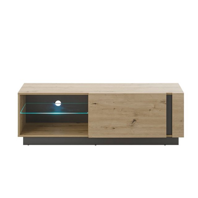 Lomadox Lowboard »CARDIFF 61«, TV in Eiche Artisan Nb. mit Absetzungen in Graphit grau inkl. LED Beleuchtung, B H T ca. 138 46 40 cm  - Onlineshop Otto
