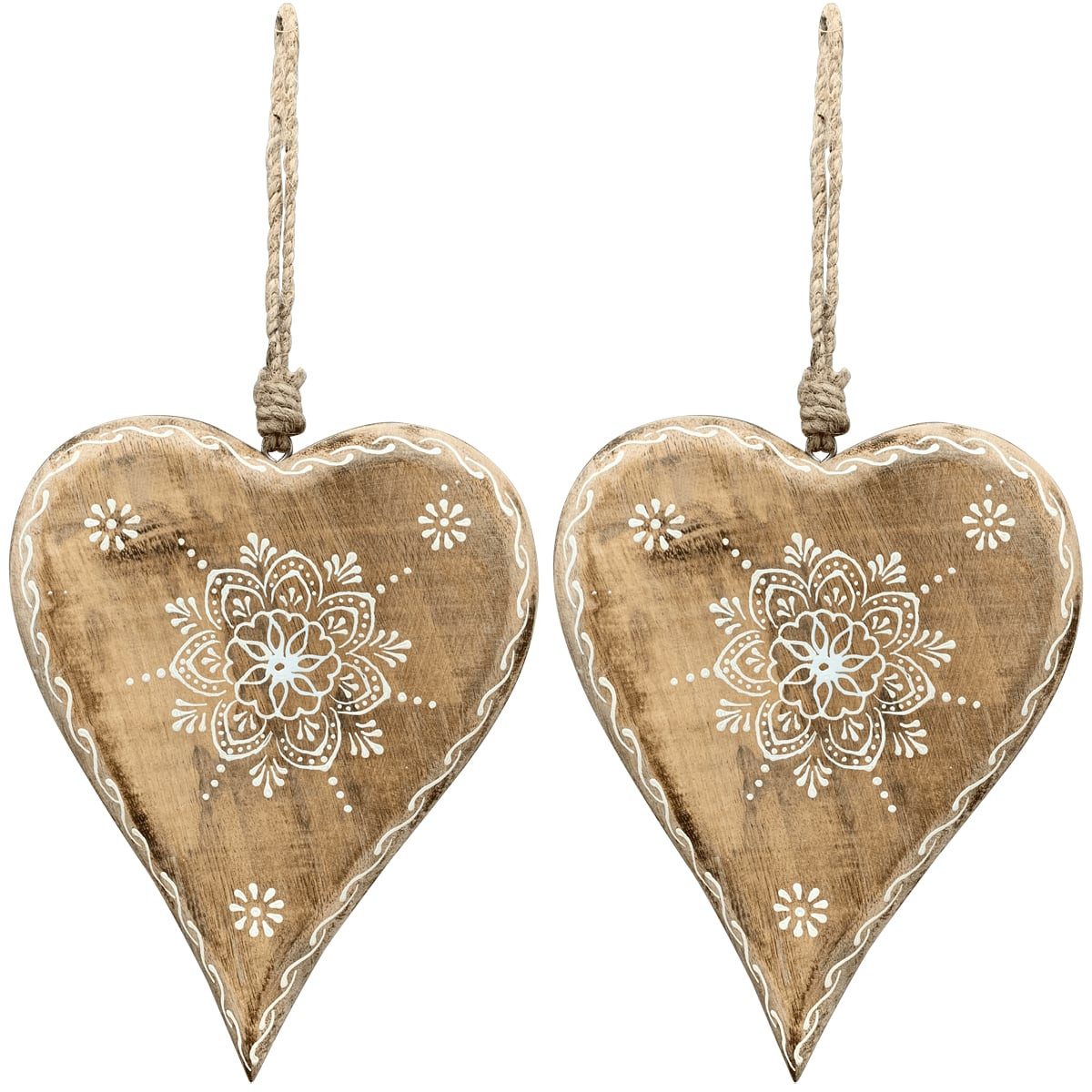 matches21 HOME & HOBBY Dekohänger Dekohänger Set Herzblüte Holz 20 cm (2 St), Zum hängen