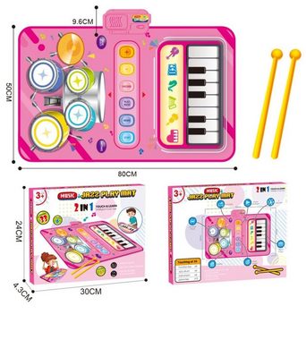 DTC GmbH Spielmatte 2 in 1 Musikmatte, Piano-Pads, Drum Pad mit 2 Sticks -Rosa (Singen Sie sich die Seele aus dem Leib, wenn Sie dieses 2-in-1-Musikpad spielen)
