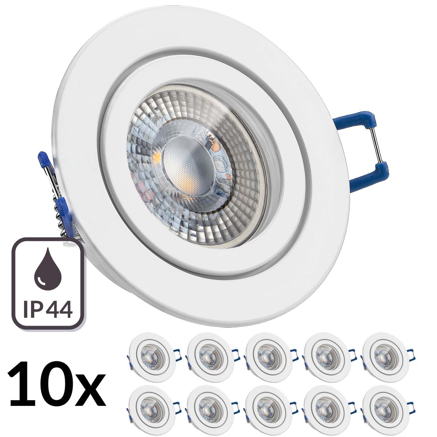 LED Einbaustrahler LEDANDO flach extra vo IP44 LED 10er Einbaustrahler 3W in Set RGB weiß mit LED