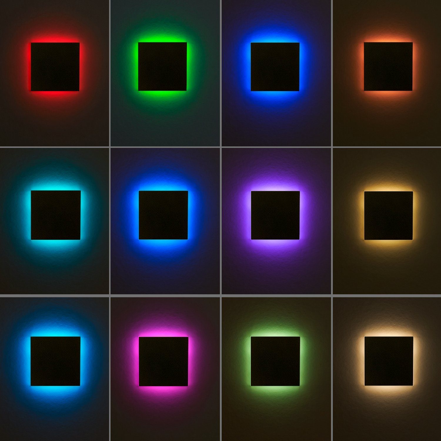 LEDANDO - RGB LED schwarz eckig PLEXI Schalterdos LED Einbaustrahler Treppenbeleuchtung anthrazit