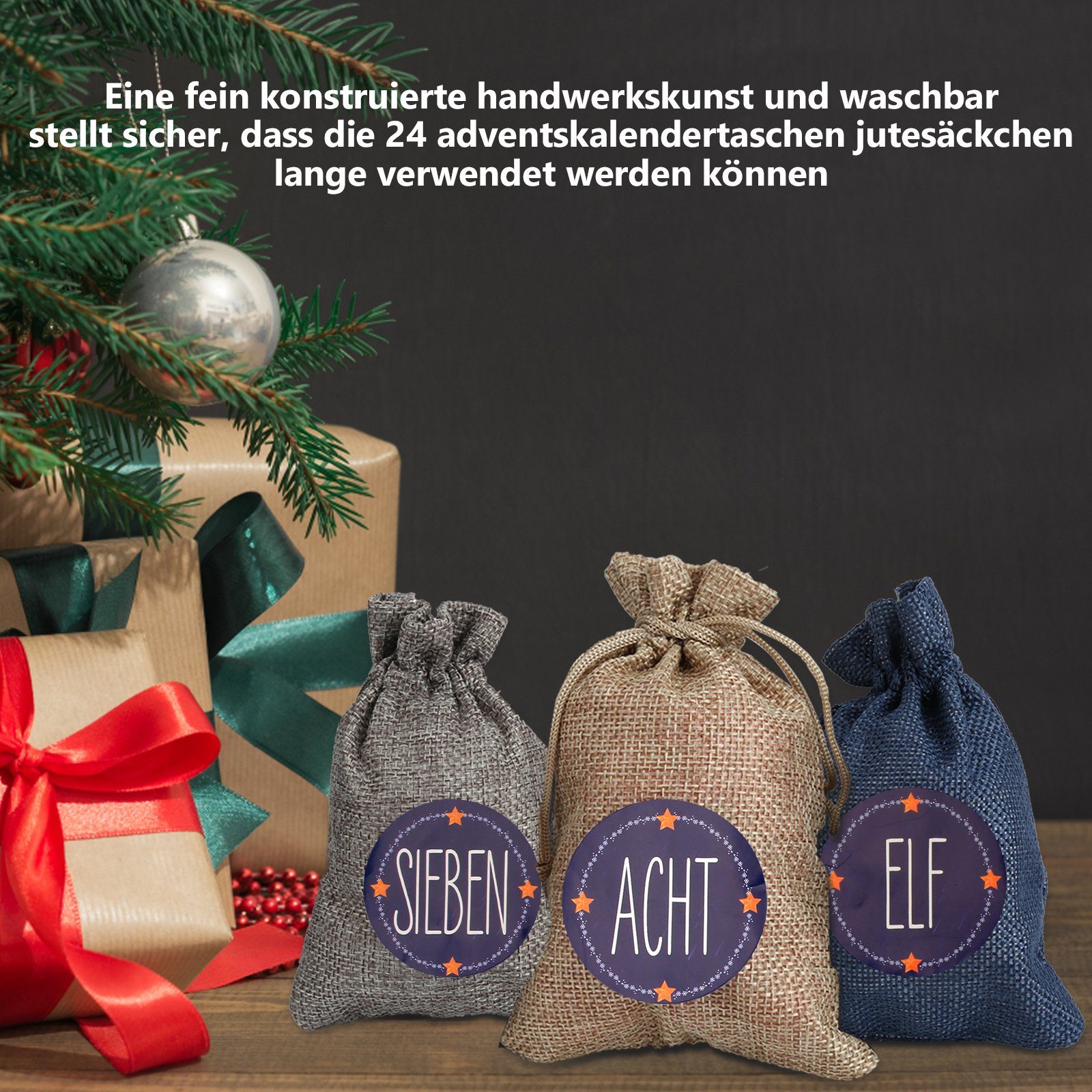 zum Befüllen Weihnachtskalender -DIY Dekohänger Christbaumschmuck Jutesäckchen Gimisgu