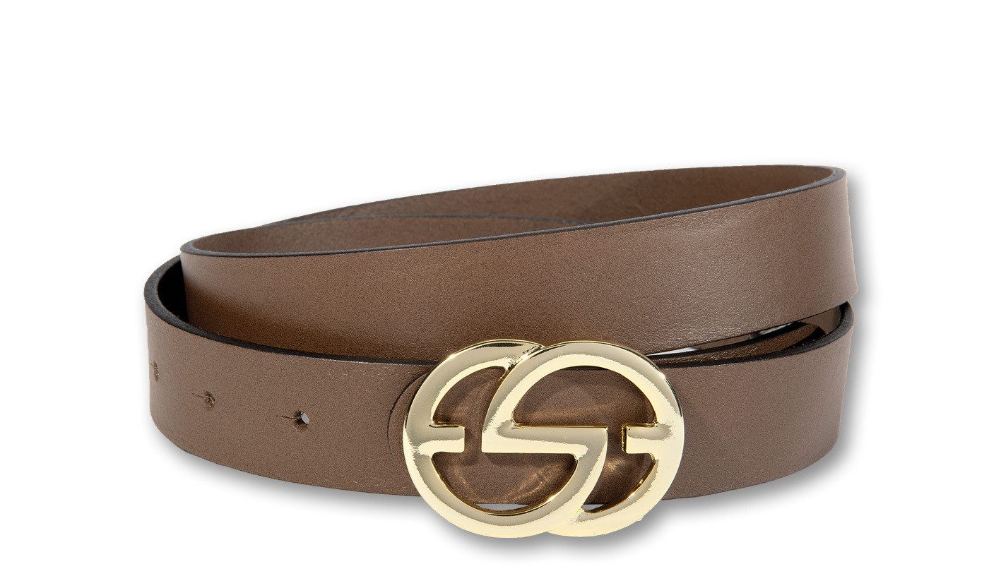 Silbergift Koppelgürtel Koppelgürtel mit effektvoller goldener Doppel-G-Schließe
