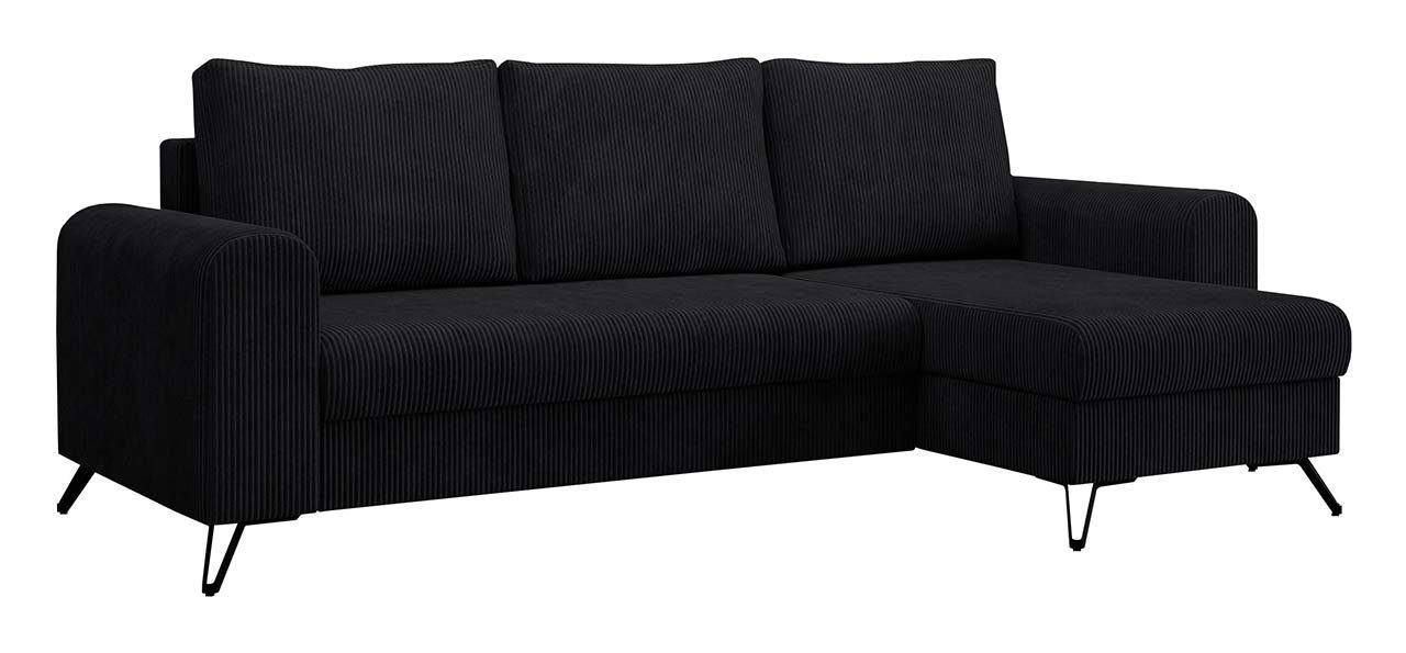 MKS MÖBEL L-Form Bettfunktion, Ecksofa, Schwarz lose Bettsofa, mit - HUGO, Kissen Modern Lincoln Couch Ecksofa