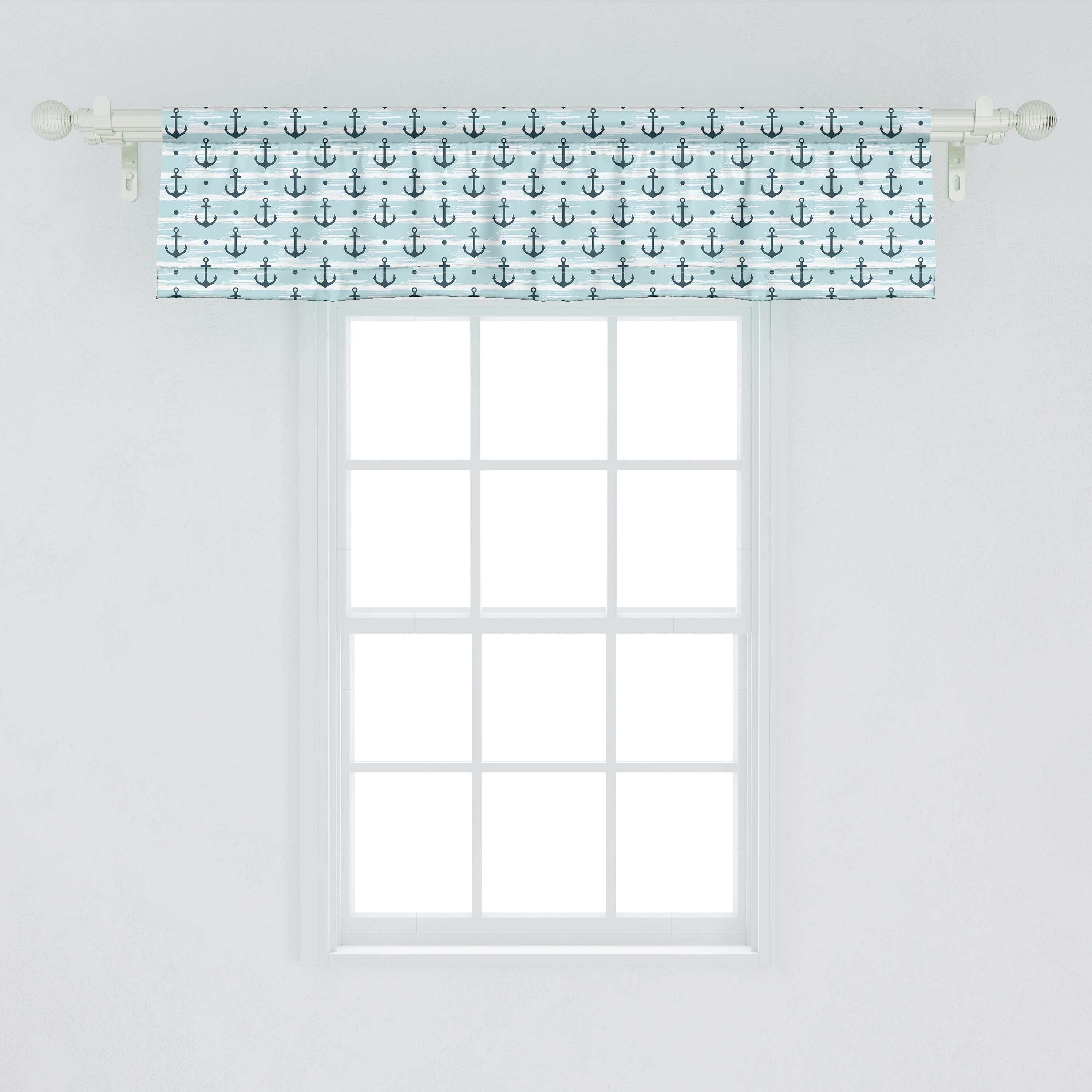 Scheibengardine mit Anker Stangentasche, Abakuhaus, für Dekor Vorhang Muster mit Schlafzimmer Microfaser, Anker Volant Küche