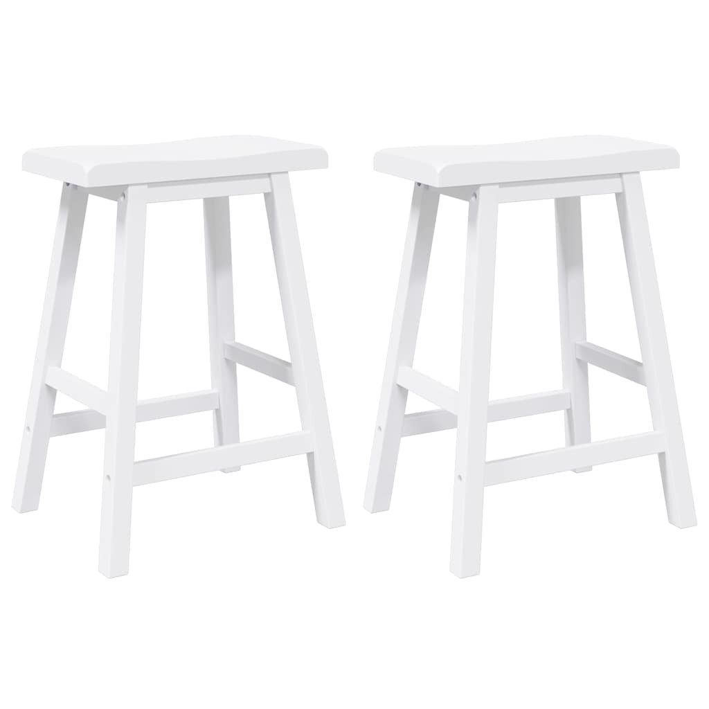 vidaXL Barhocker Barhocker 2 Stk. Weiß Massivholz Gummibaum (2 St)