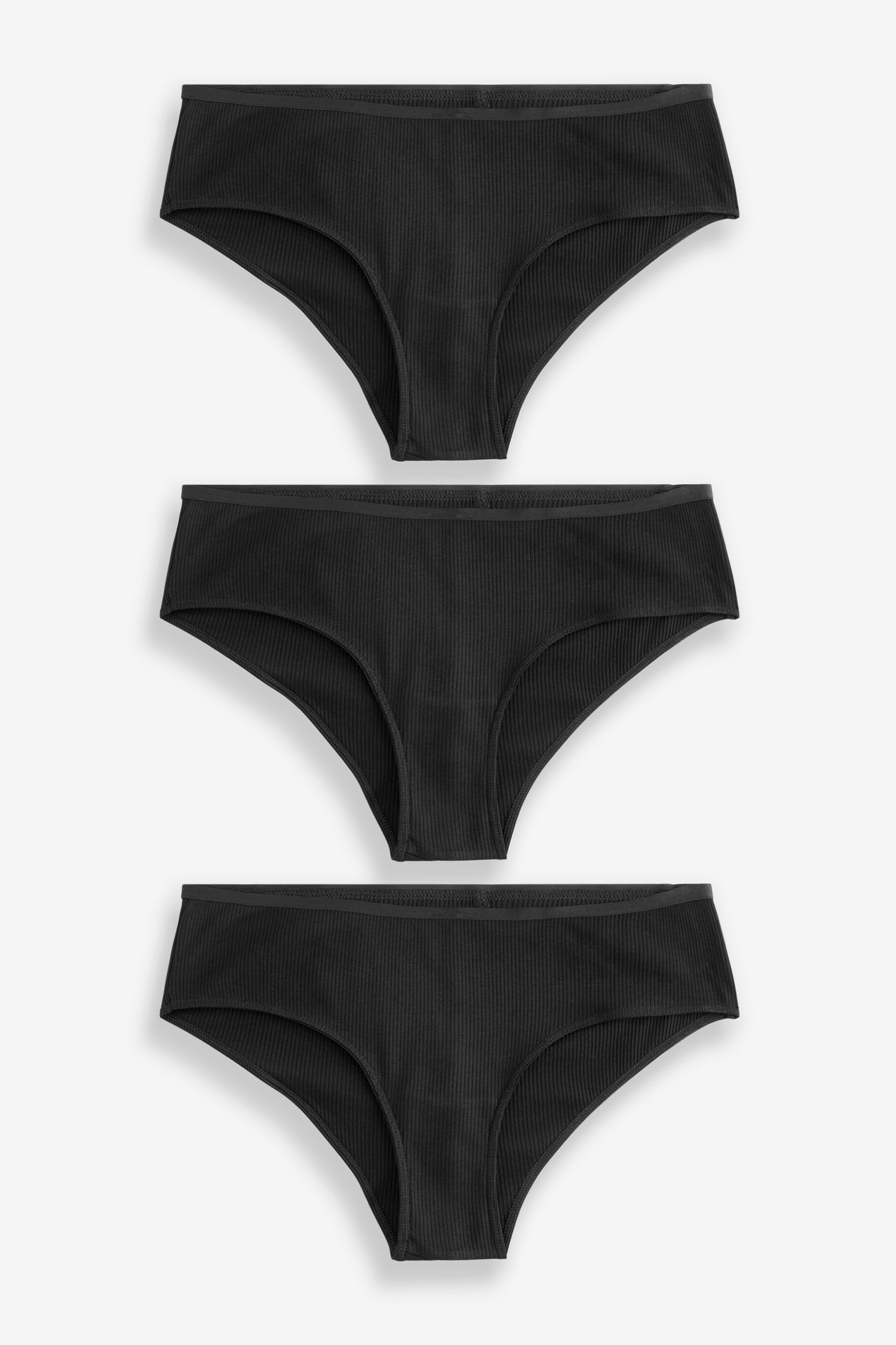 Hipster 3er-Pack Slips aus gerippter Baumwolle, Hipster