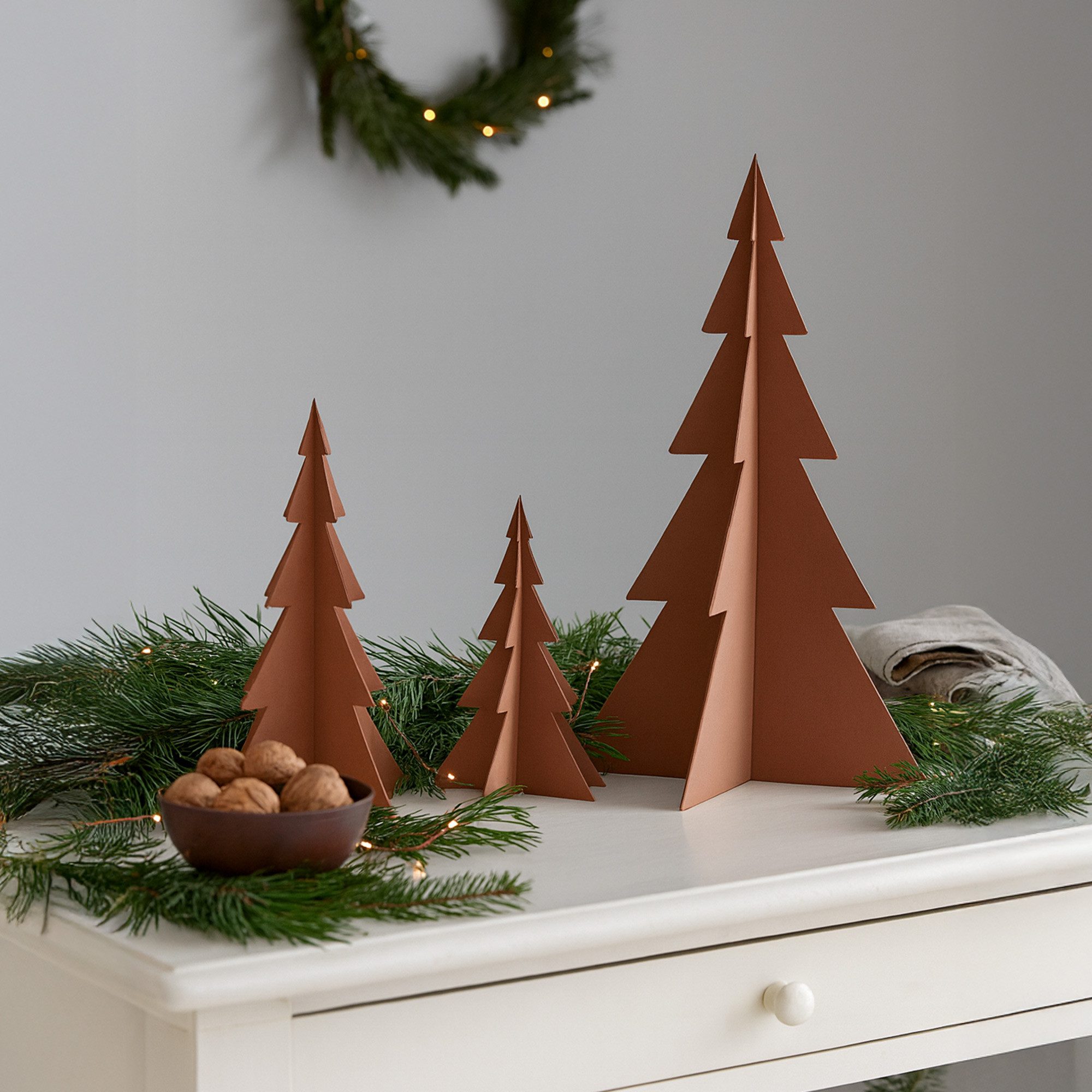 UNUS HOME Dekobaum Auftsteller Bäume als 3er Set in Rostoptik (UNUS Tannenb günstig online kaufen