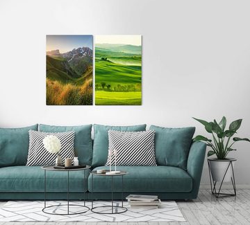 Sinus Art Leinwandbild 2 Bilder je 60x90cm Toskana Italien Berge Hügel Urlaub Erholung Idyllisch