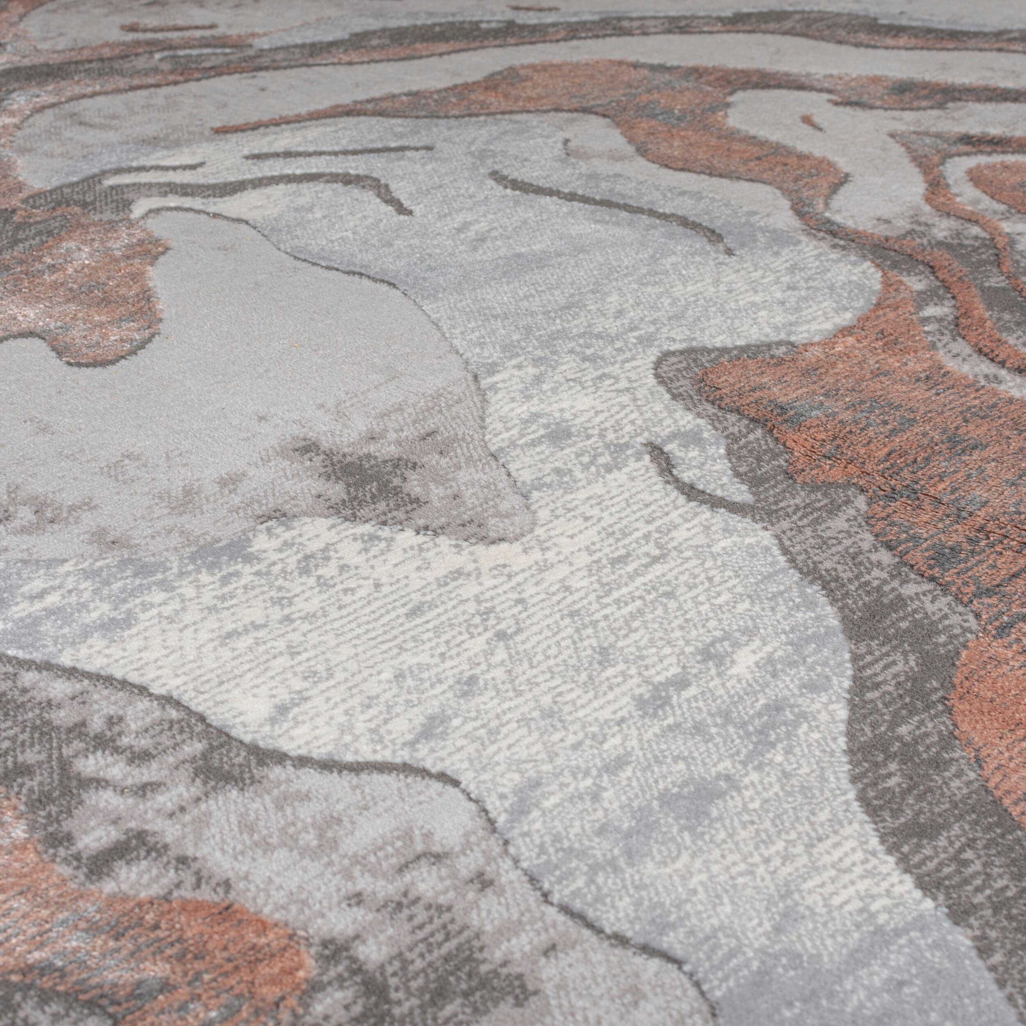 Teppich Marbled, 12 FLAIR Höhe: Marmor-Design mehrfarbig, rosé rechteckig, RUGS, Glanz, modernes dezenter mm