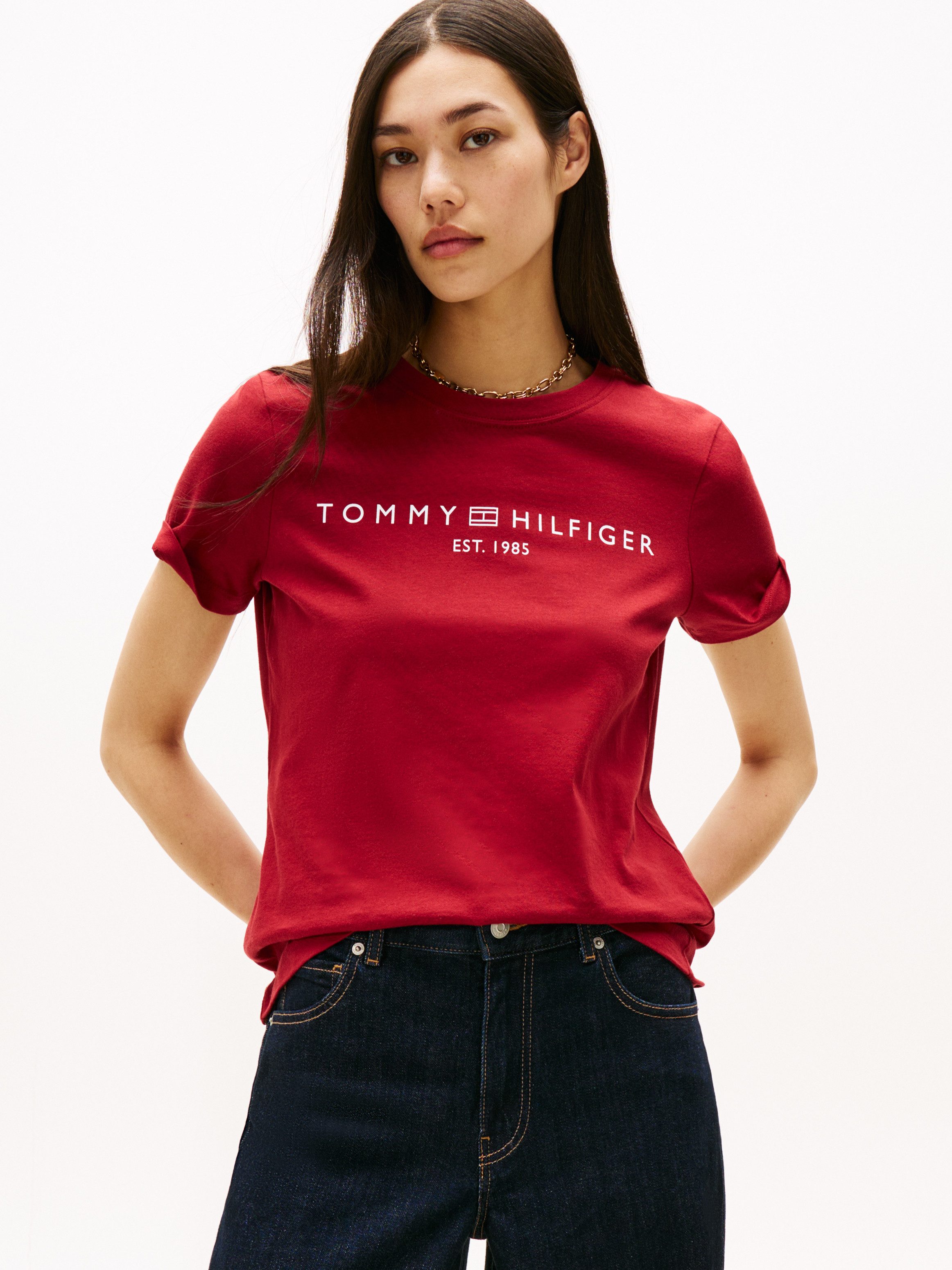 Tommy Hilfiger Kurzarmshirt REG CORP LOGO C-NK mit Logoschriftzug und Stick günstig online kaufen