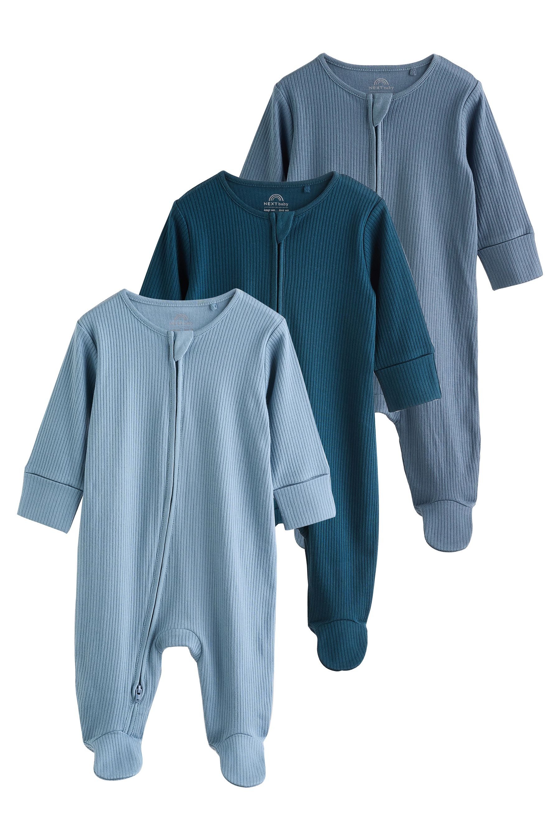 Next Schlafoverall 3er-Pack Babystrampler Zwei-Wege-Reißverschluss (3-tlg)