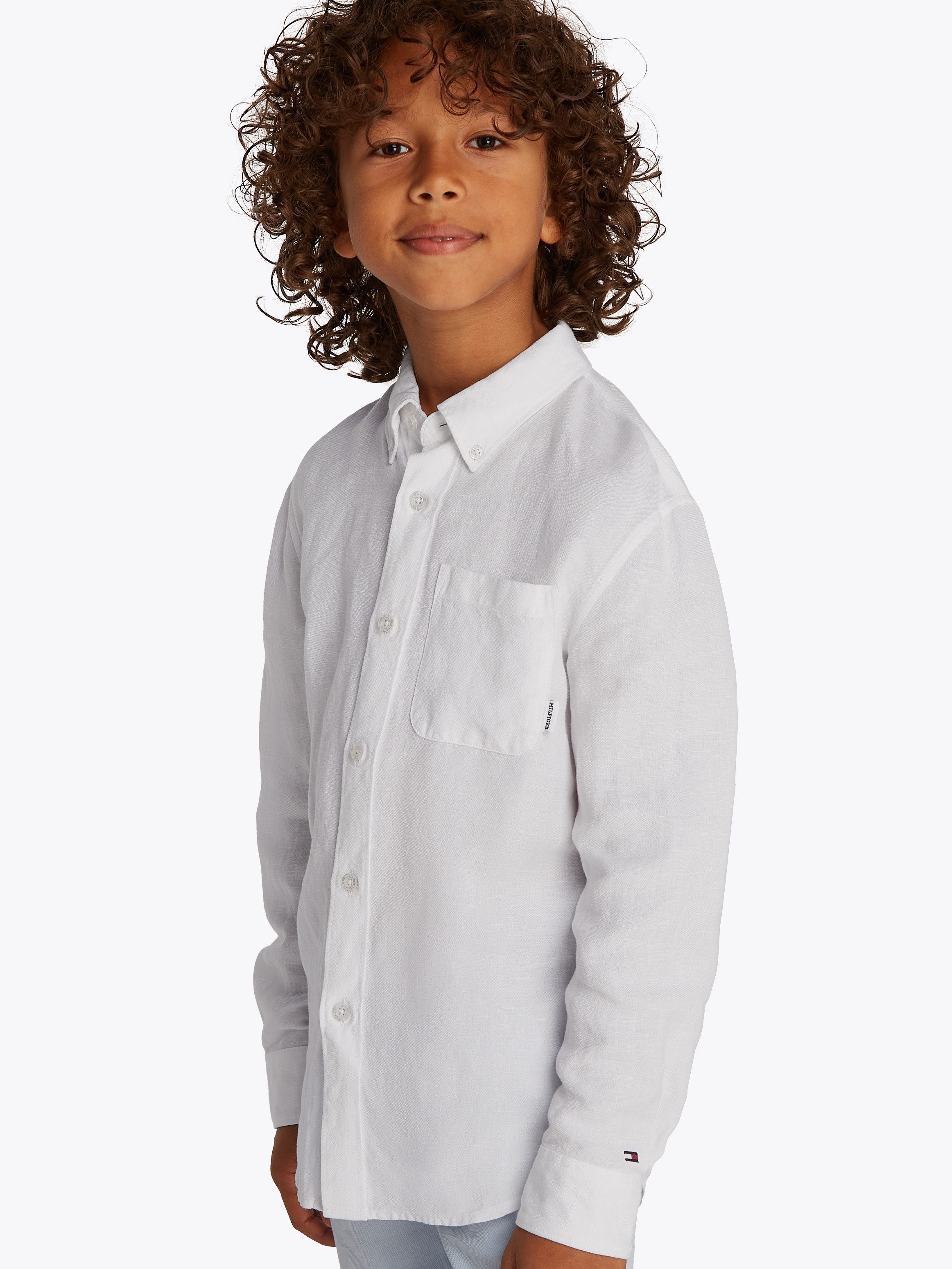 Tommy Hilfiger Langarmhemd LINEN BLEND RELAXED SHIRT LS mit Brusttasche, Logostickerei