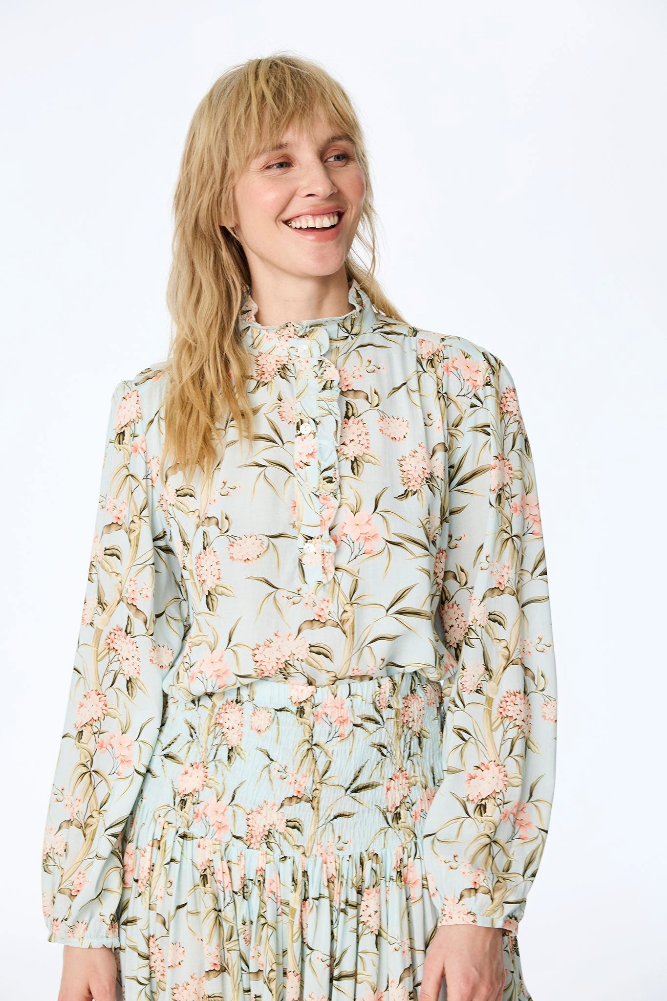 Himalaya Clothing Langarmbluse Bluse Damen mit Stehkragen - Langarm Bluse m günstig online kaufen