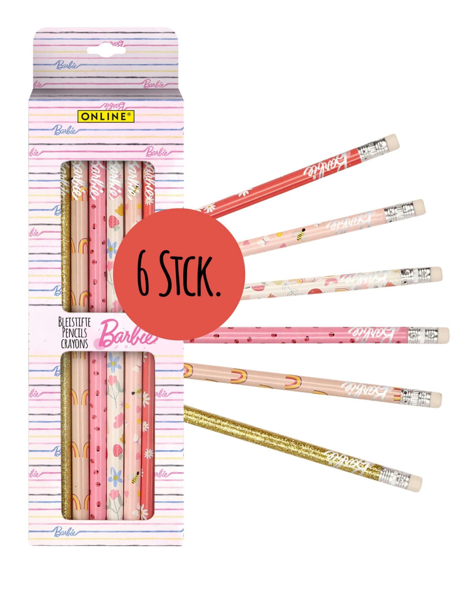 Online Pen Marker Barbie Bleistifte 6er Set mit Radierer - Schule & Malen