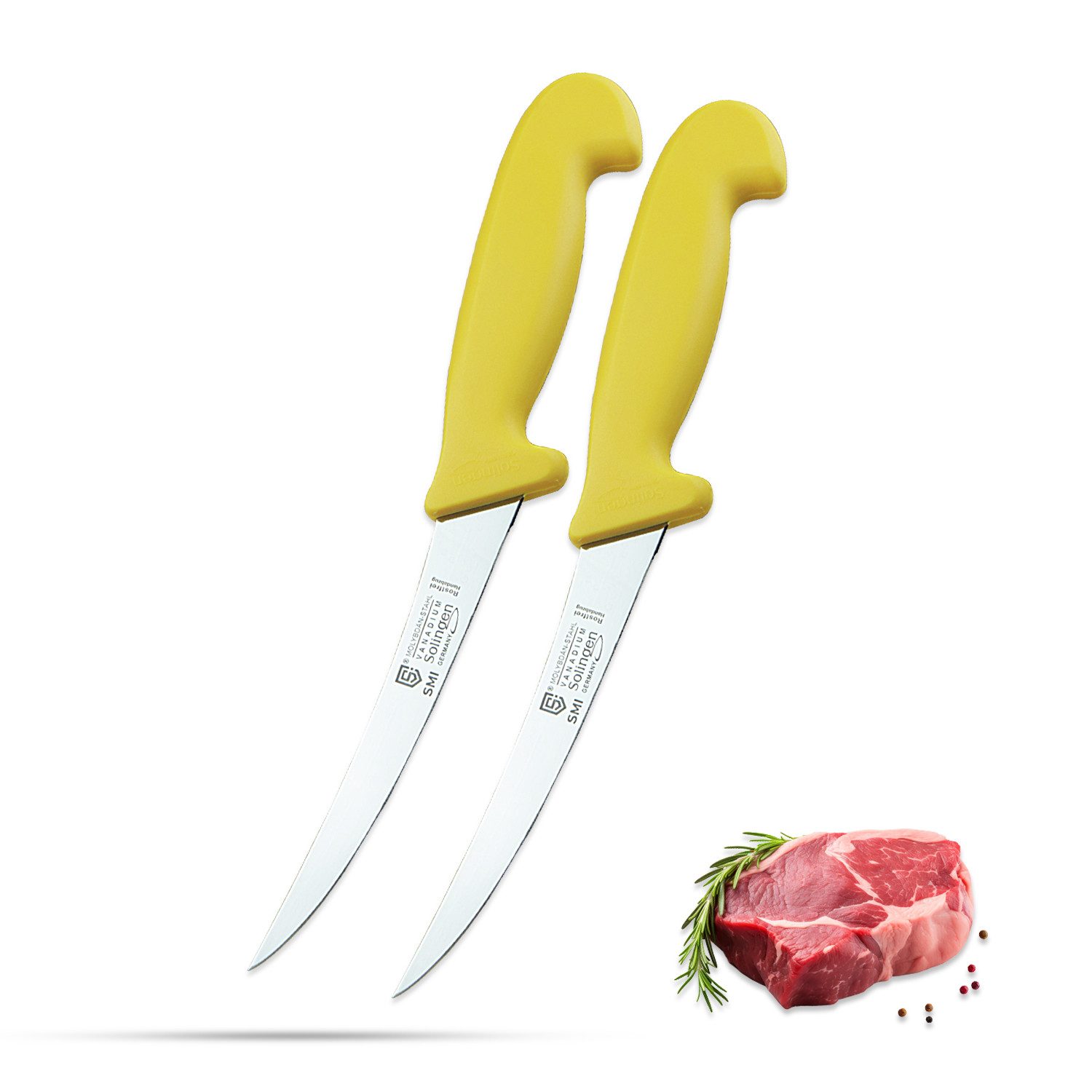 SMI Ausbeinmesser 2-tlg - 6 Zoll Ausbeinmesser Solingen Metzgermesser Fleischmesser