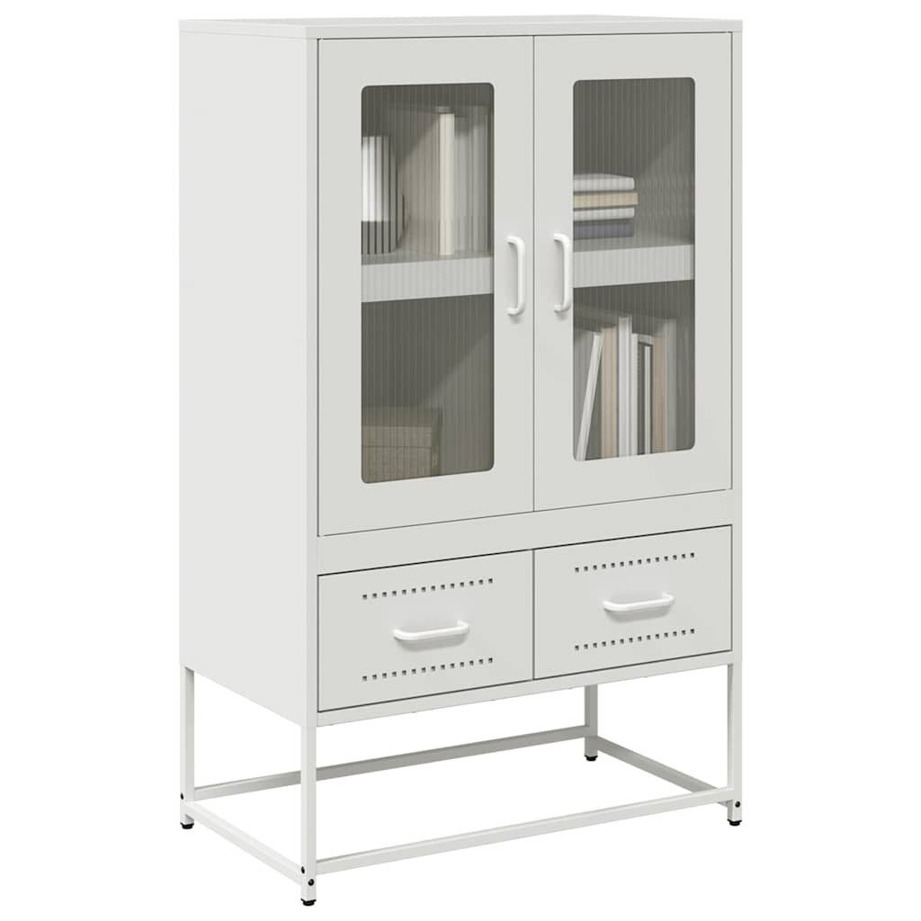 furnicato Highboard 68 x 39 x 111,5 cm Weiß (1 St), Sideboard mit flexibler Türöffnung und 2 Schubladen für Ordnung
