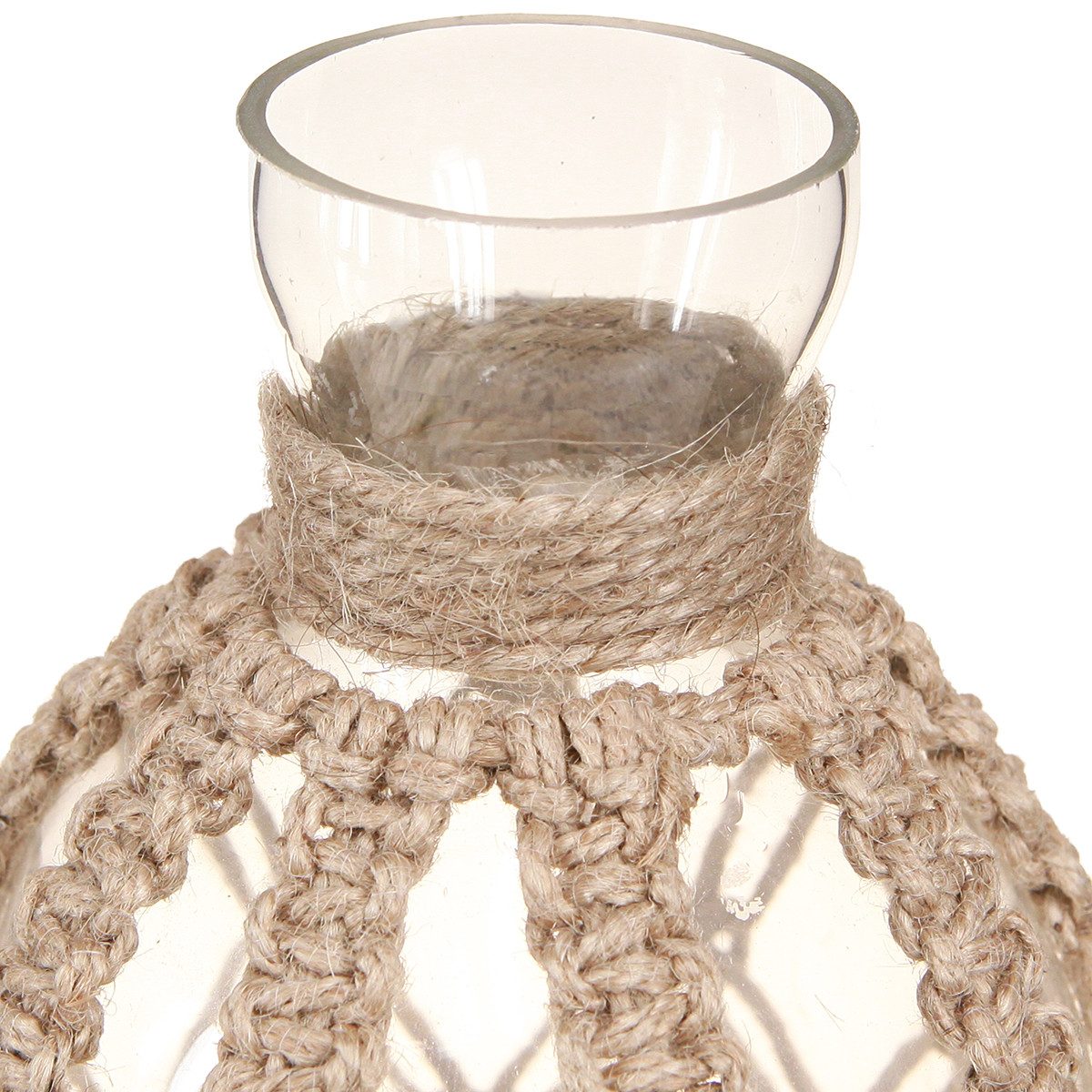 Viana Tischvase Deko Glasflasche Makramee Maritim günstig online kaufen