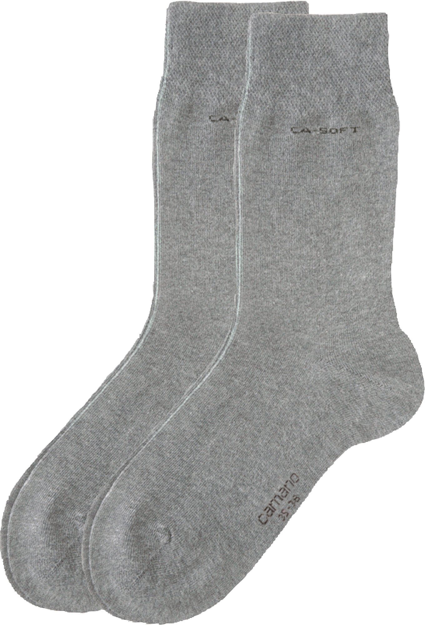 Camano Socken Unisex-Socken 2 Paar mit Softbund Uni grau