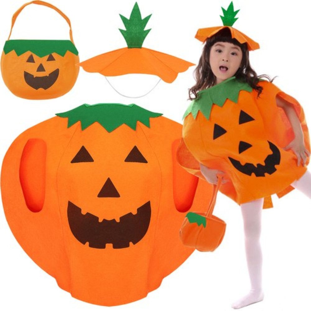 KRUZZEL Lebensmittel-Kostüm Kürbis Kinderkostüm Fashing, ideal für Halloween, Karneval oder Mottopartys