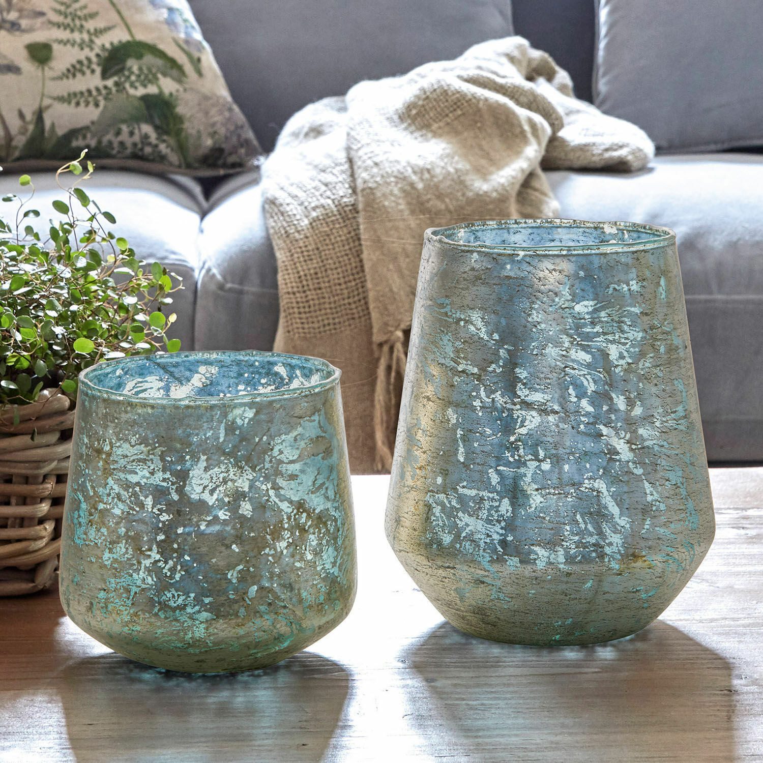 Mirabeau Windlicht Windlicht 2er Set Gare antikblau/gold (2er Set, 2er Set)