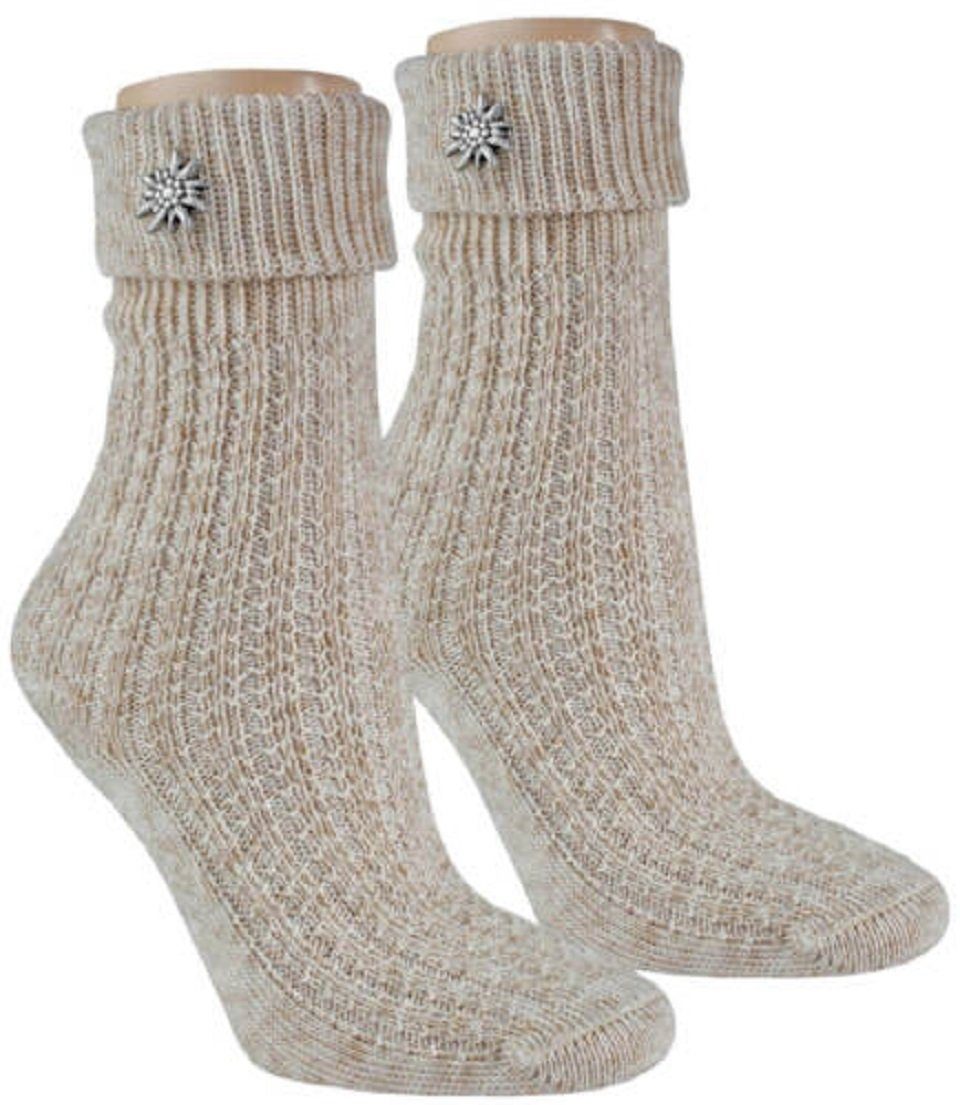 RS Harmony Trachtensocken mit Edelweißpin und Leinen Gr. 39/42 (1 Paar) Edelweißpin im Bund