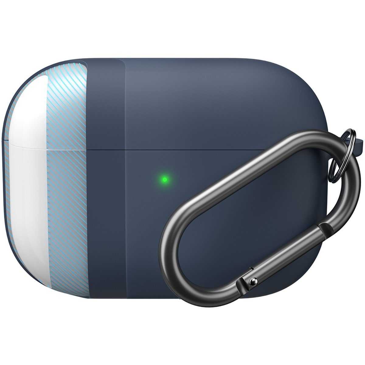 KeyBudz Kopfhörer-Schutzhülle Hybrid Shell Schutzhülle für AirPods Pro mit Karabinerhaken, stoßfest, kratzfest