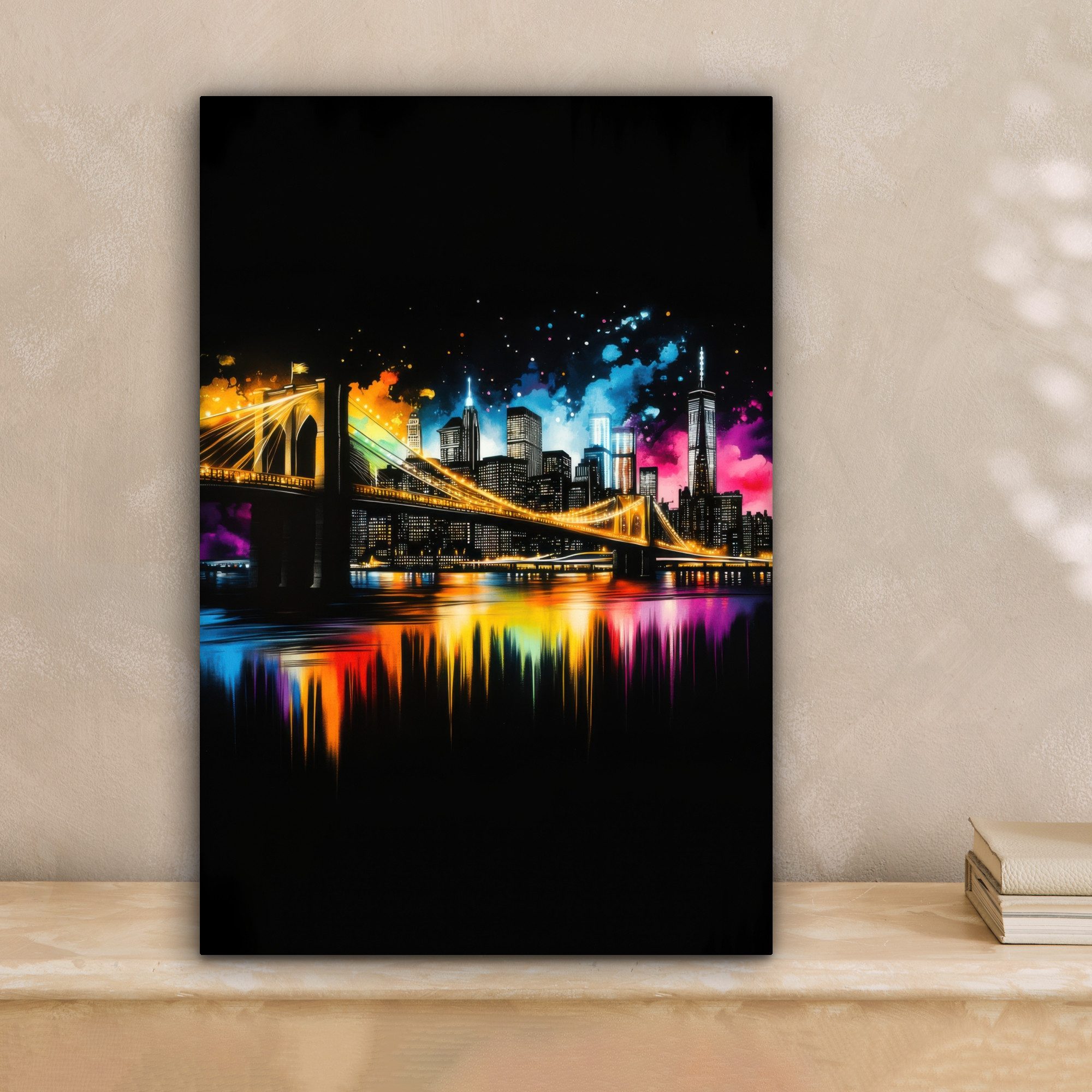 OneMillionCanvasses® Leinwandbild Skyline - Brücke - Beleuchtung - Farben, günstig online kaufen