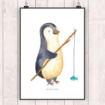 Mr. & Mrs. Panda Poster DIN A4 Pinguin Angler - Weiß - Geschenk, Motivation, Plan, Wanddeko, Pinguin Angler (1 St)