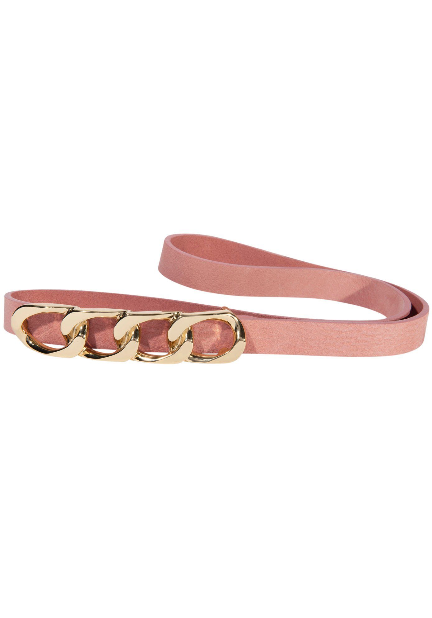 Silbergift Ledergürtel 0 Design-Goldschließe im Kettenlook rosé