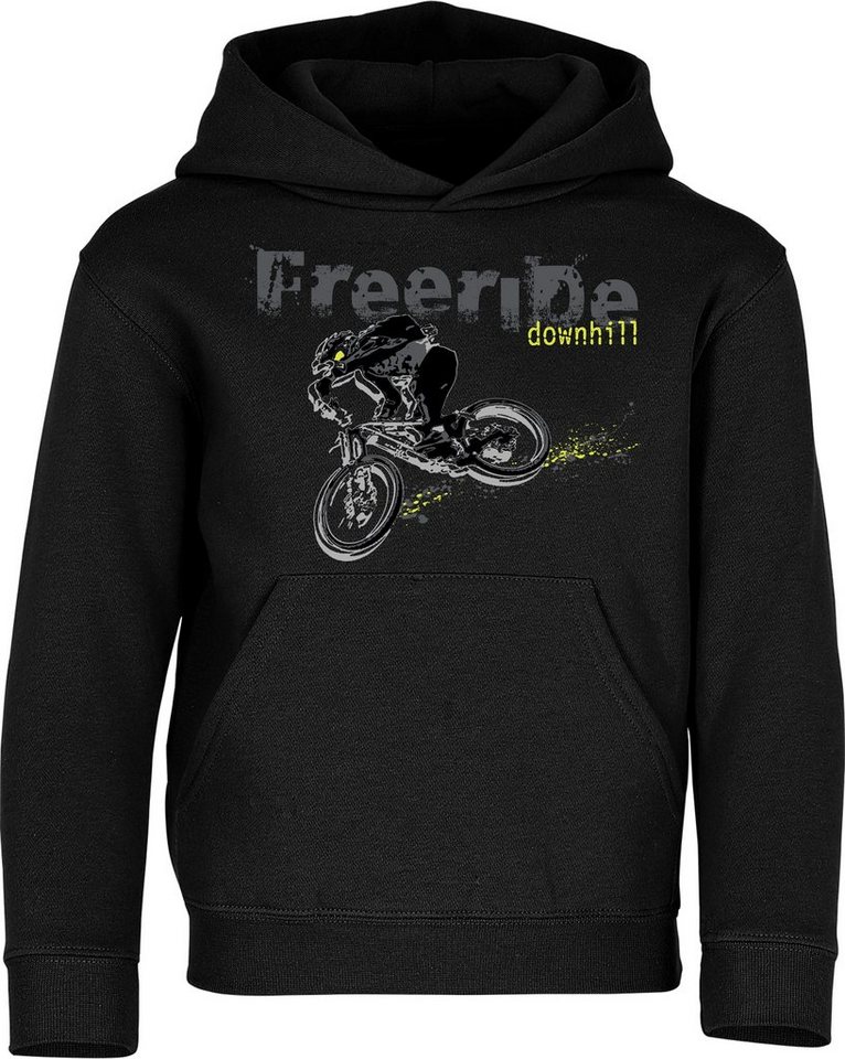 Baddery Kapuzenpullover Kinder Hoodie: "Freeride Downhill" - Fahrrad, hochwertiger Siebdruck