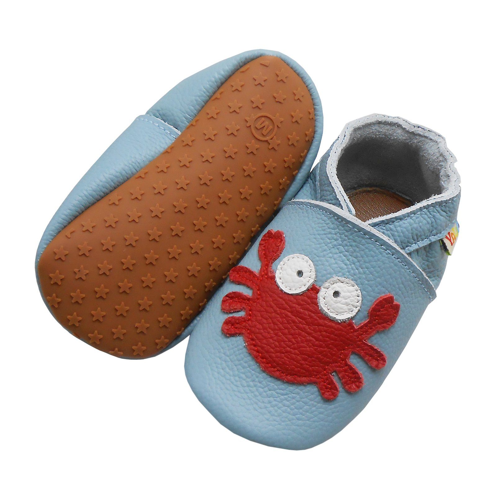 Yalion Weiche Leder Ходунки Домашняя обувь Lederpuschen Krabbe Blau Krabbelschuh