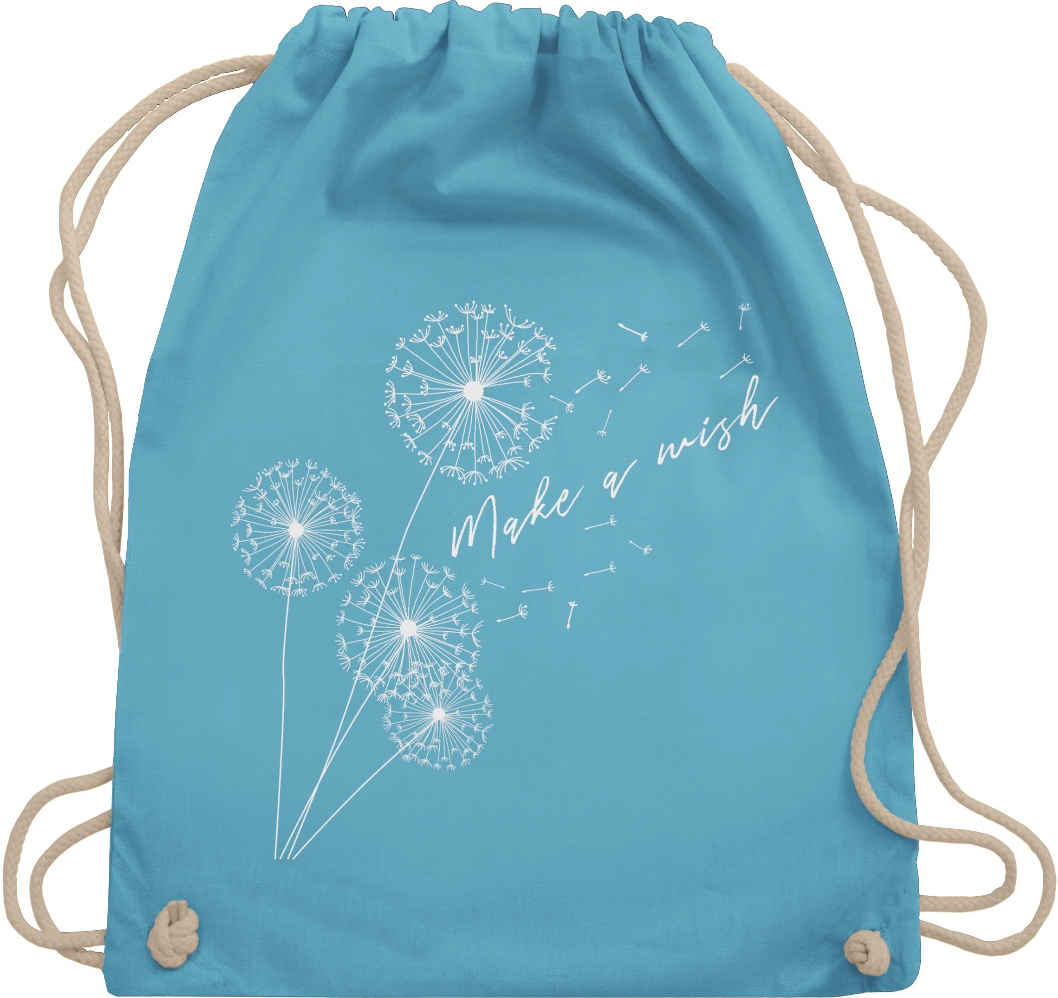 Turnbeutel Pusteblume Make a wish Weiß